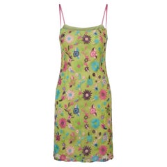 2000s Christian Lacroix Bazar Floral Embroidered Tulle Midi Dress