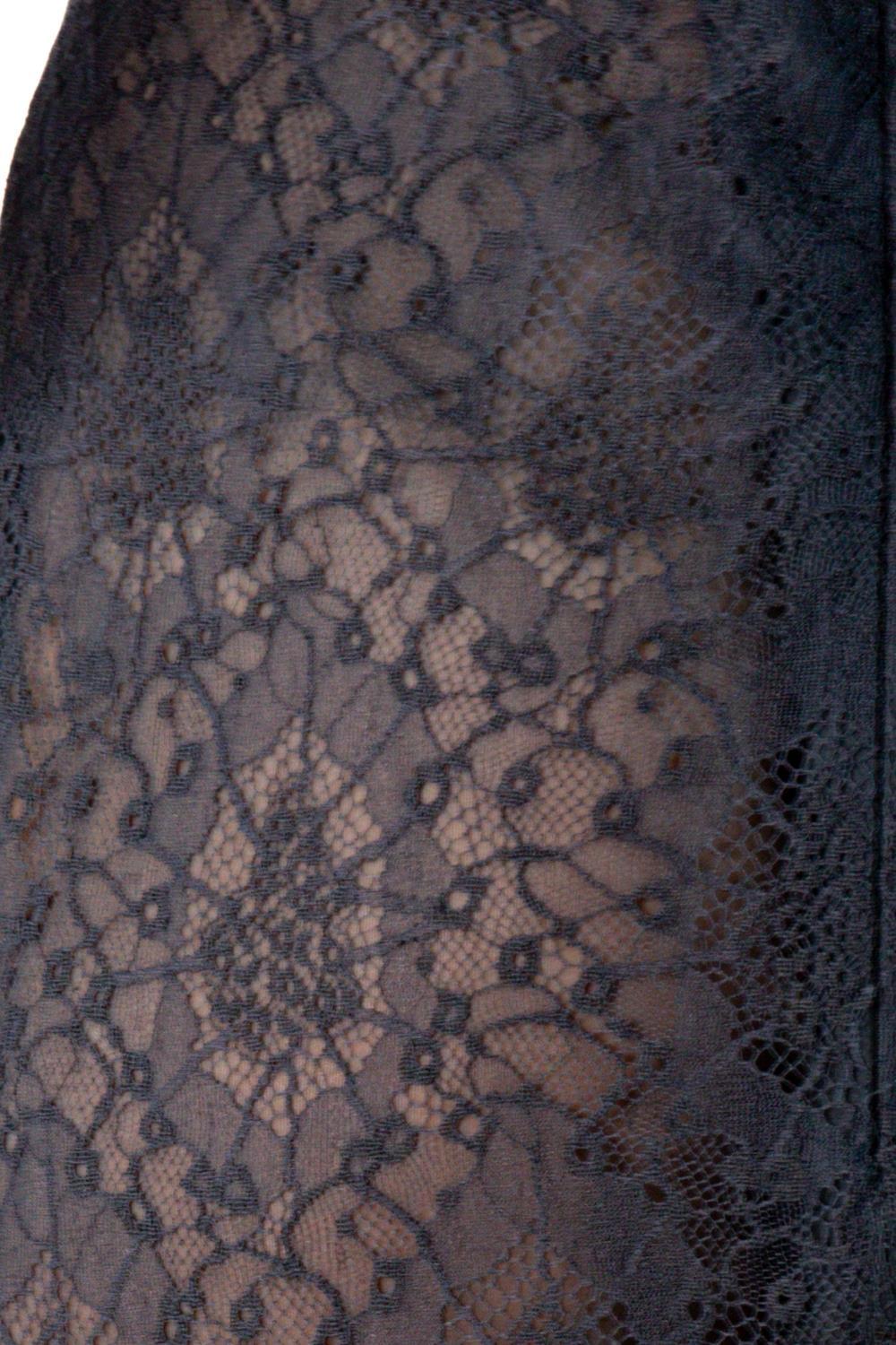 2000S Christian Lacroix Black Sheer Chantilly Lace Gown For Sale 7