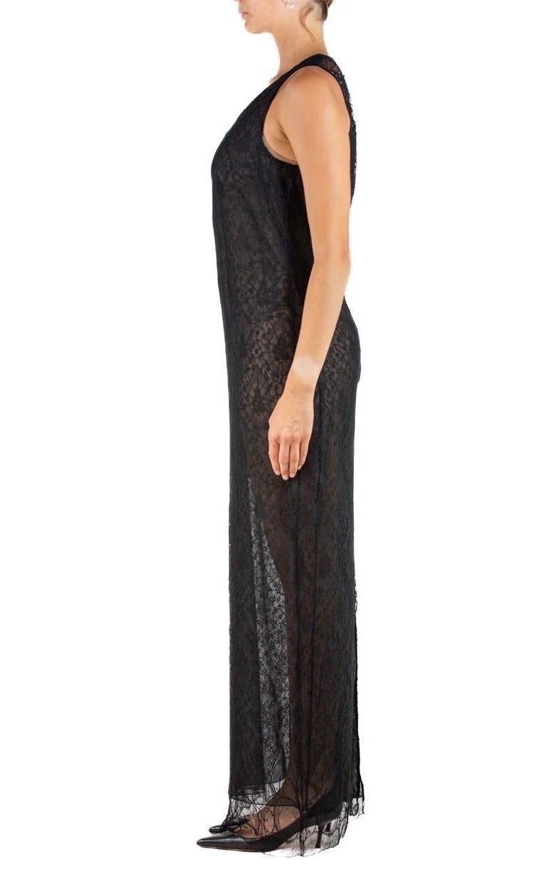 Women's 2000S Christian Lacroix Black Sheer Chantilly Lace Gown For Sale