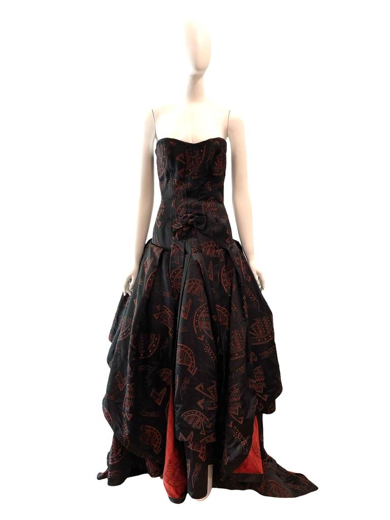 Black 2000's Christian Lacroix Strapless Corseted Gown