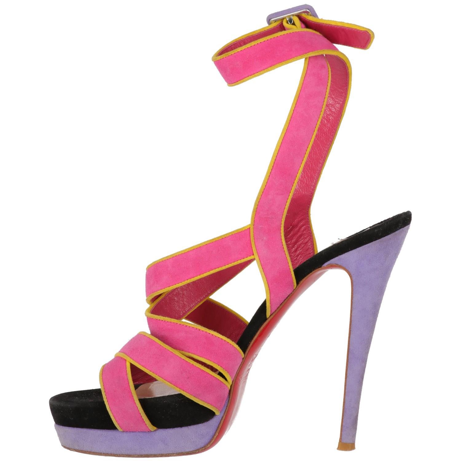 Pink 2000s Christian Louboutin Color Block Sandals