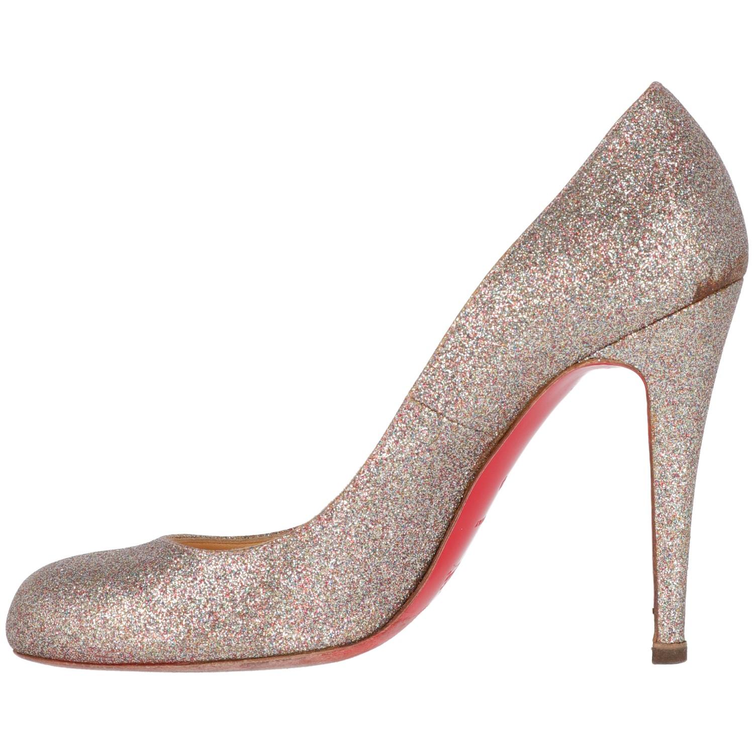 Beige 2000s Christian Louboutin Fifille Glitter Pumps