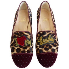 2000er Christian Louboutin "Ich liebe meine Loubies" Leopard Print Loafers