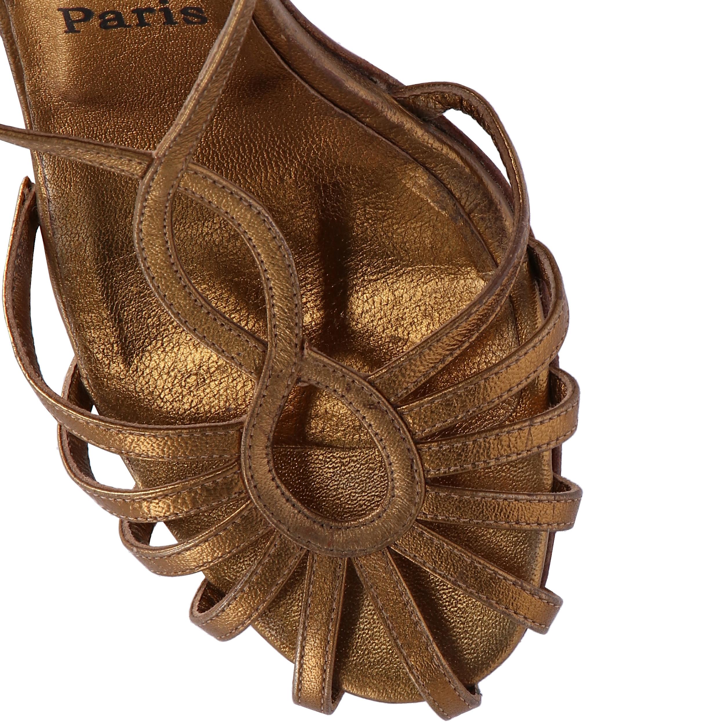 Women's 2000s Christian Louboutin Leather Heels Golden Sandals