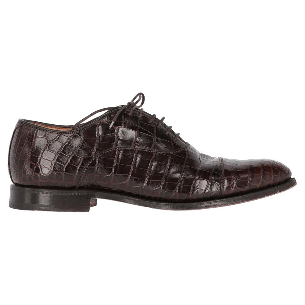 2000s Church's Crocodile Leather Lace-Up Shoes