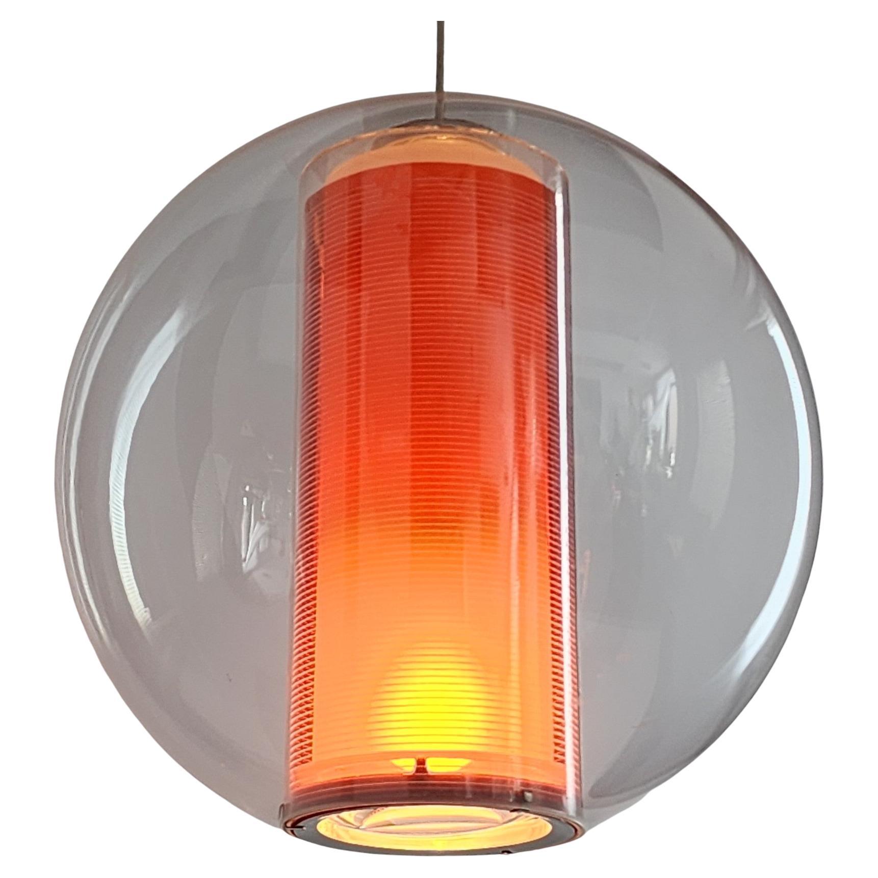2000s Clear Acrylic Pendant with Orange Sleeve, USA For Sale 6