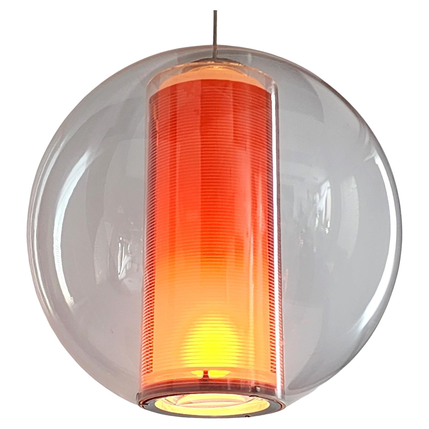 2000s Clear Acrylic Pendant with Orange Sleeve, USA For Sale