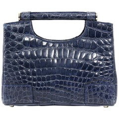 2000s Colombo Blue Grey Crocodile Leather Handbag