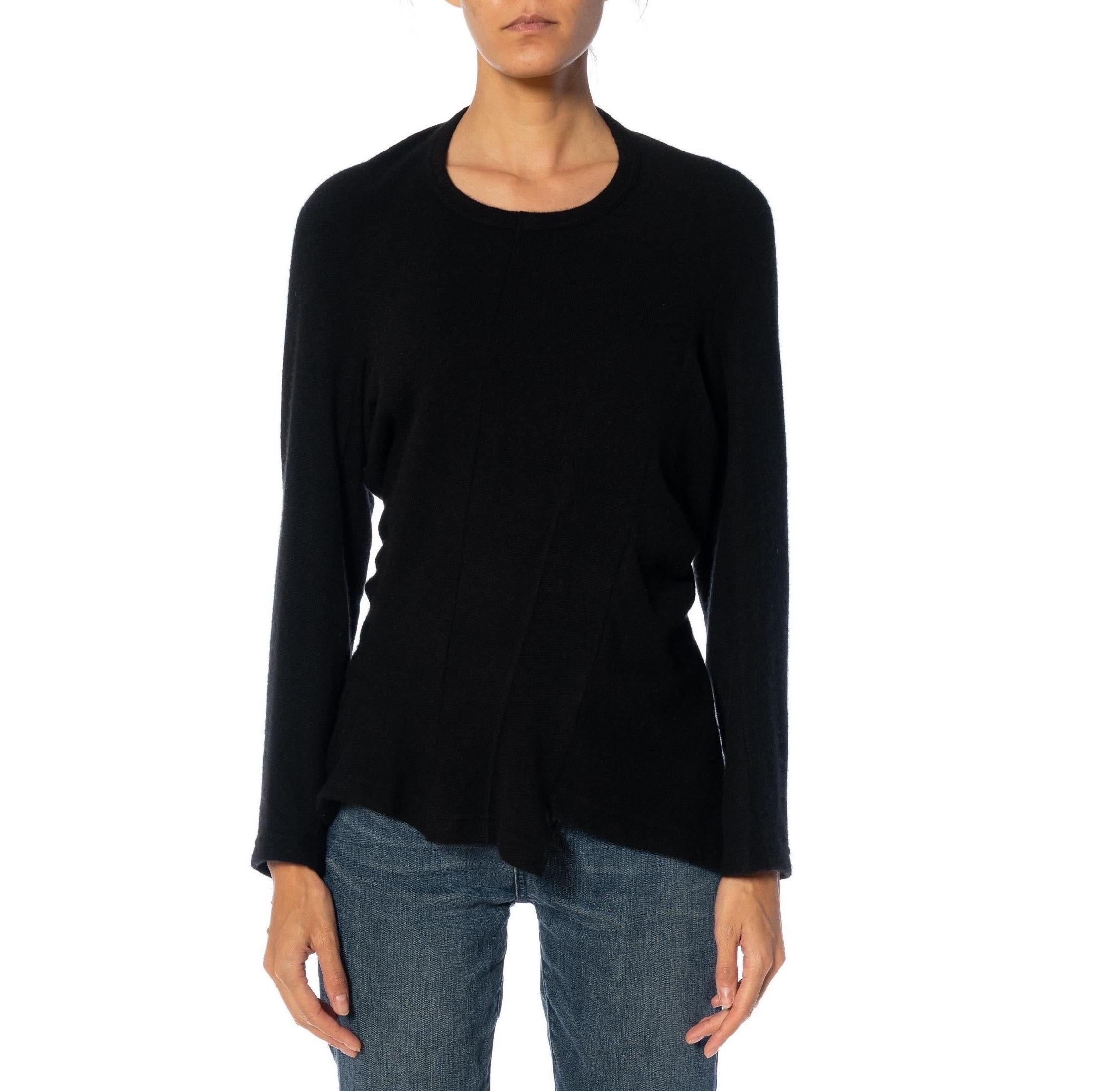 2000S COMME DES GARCONS Black Cashmere Asymmetrically Seamed Sweater 2004 In Excellent Condition For Sale In New York, NY