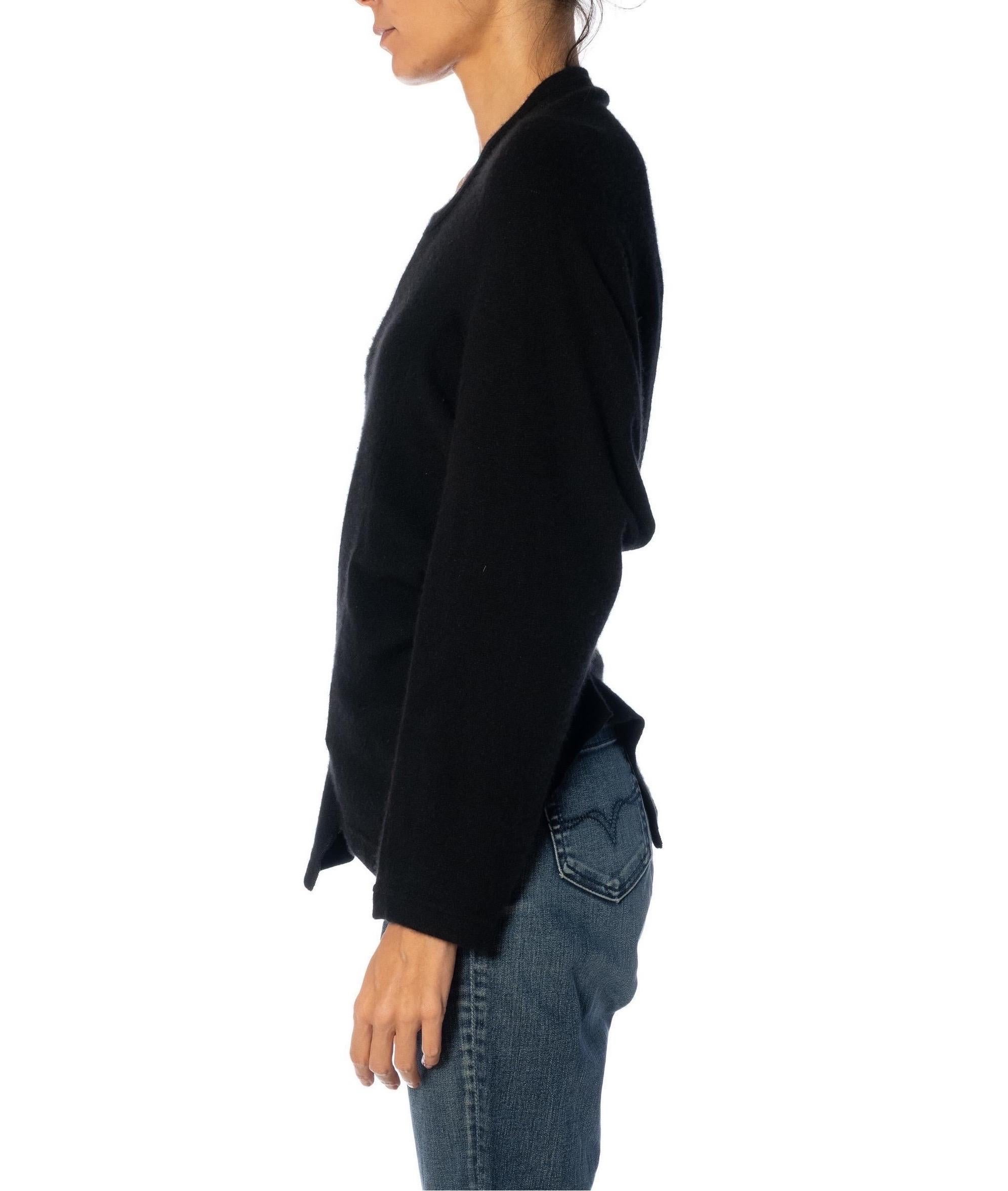 Women's 2000S COMME DES GARCONS Black Cashmere Asymmetrically Seamed Sweater 2004 For Sale