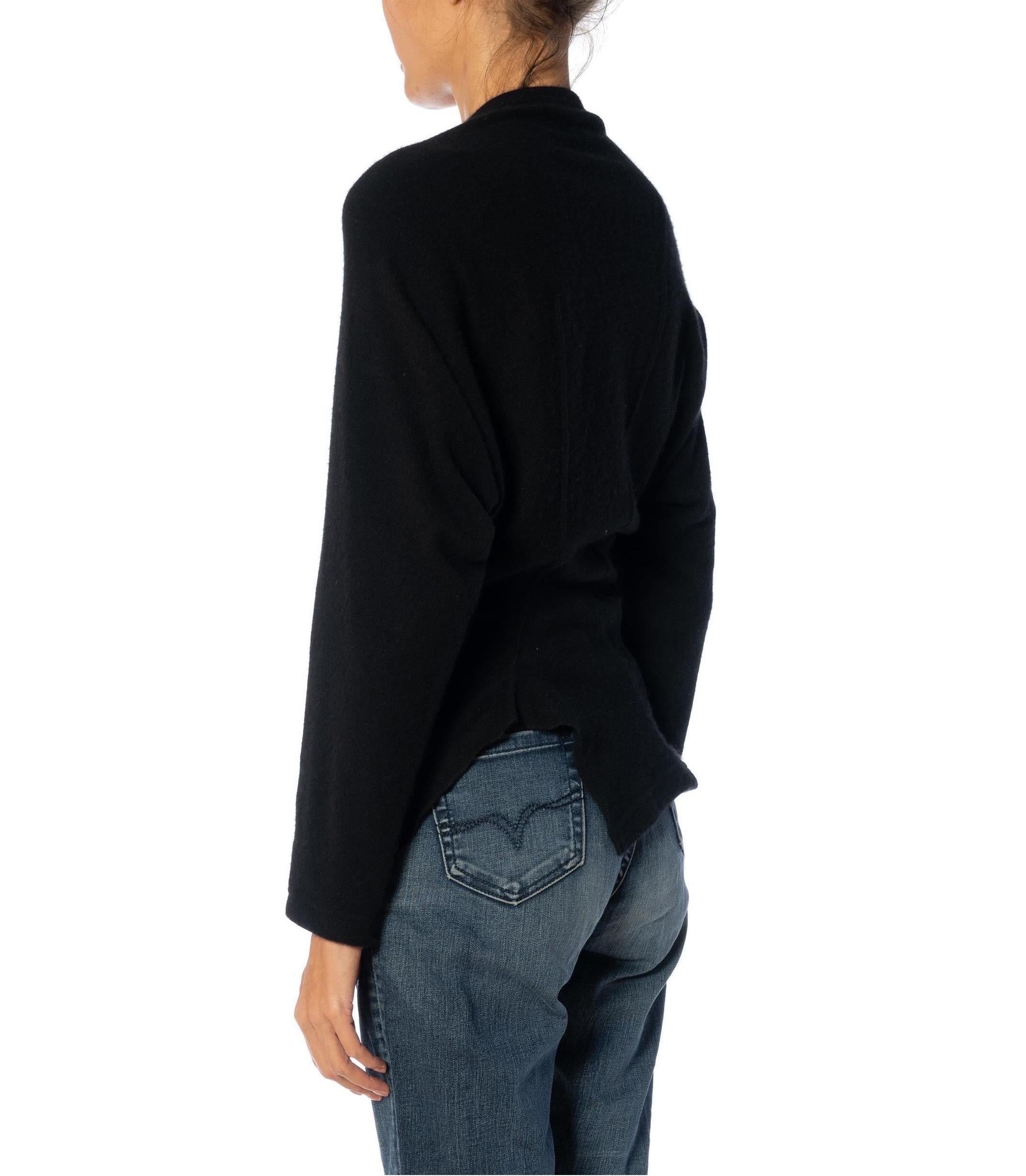2000S COMME DES GARCONS Black Cashmere Asymmetrically Seamed Sweater 2004 For Sale 2