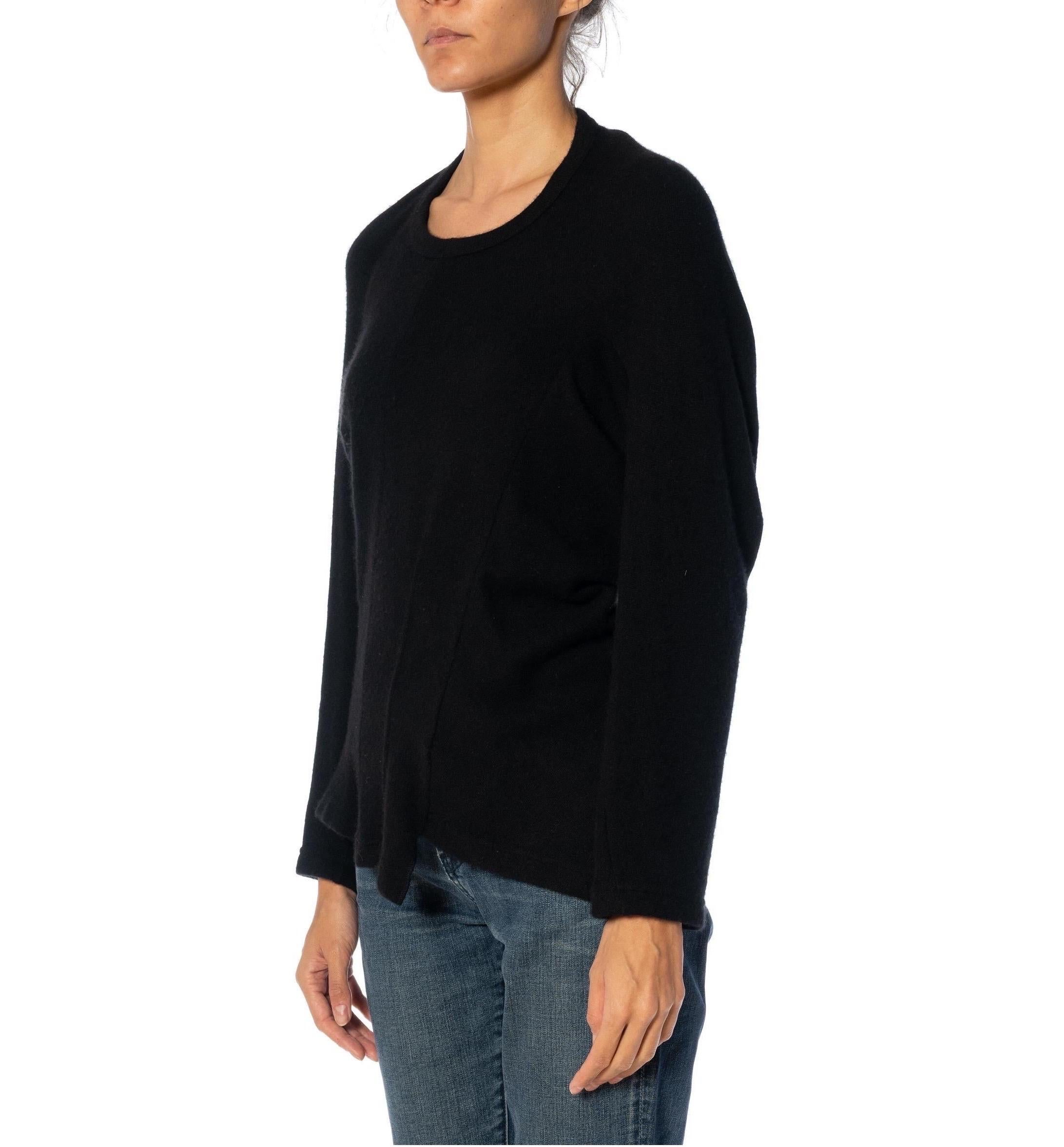 2000S COMME DES GARCONS Black Cashmere Asymmetrically Seamed Sweater 2004 For Sale 3