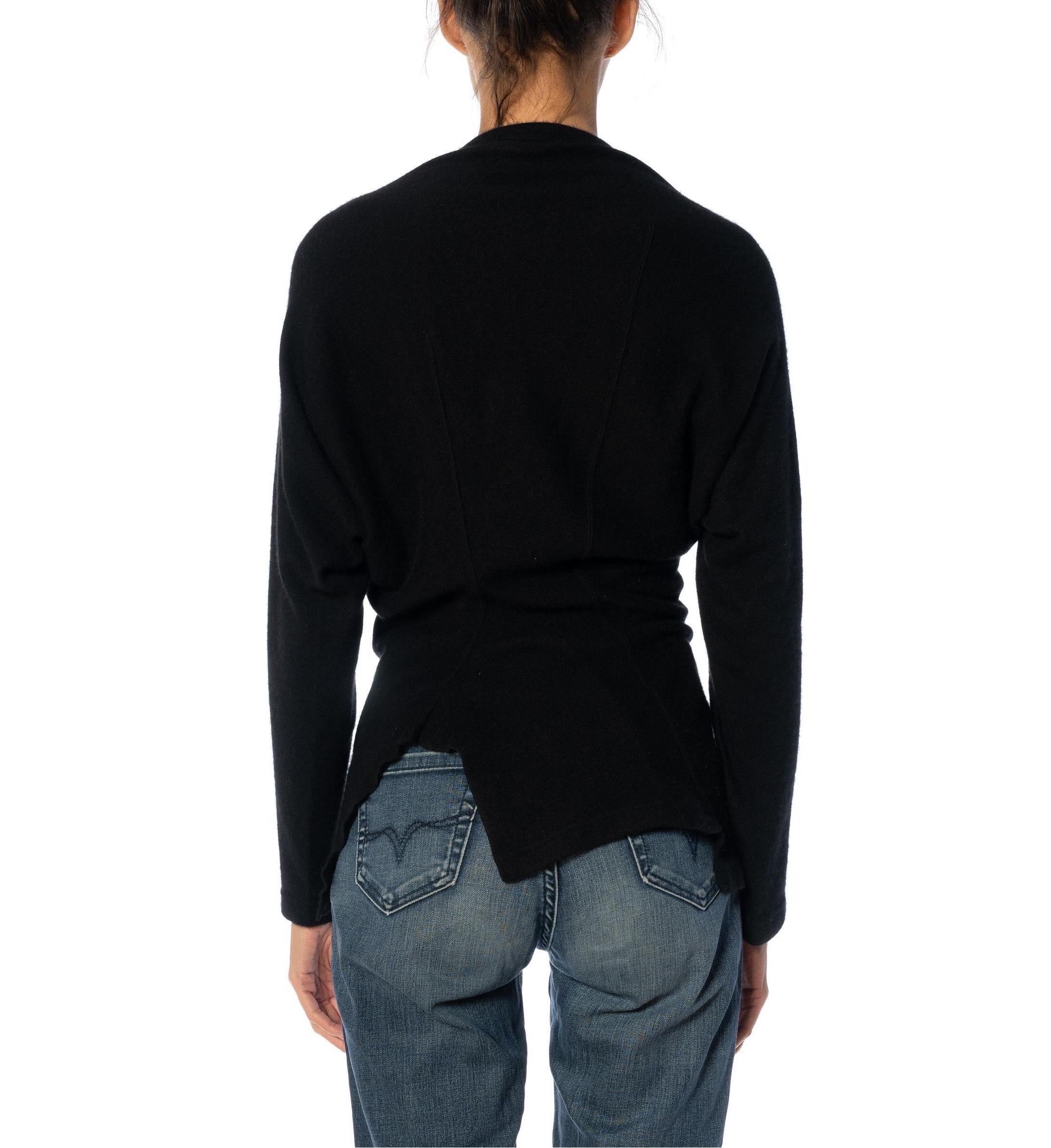 2000S COMME DES GARCONS Black Cashmere Asymmetrically Seamed Sweater 2004 For Sale 5