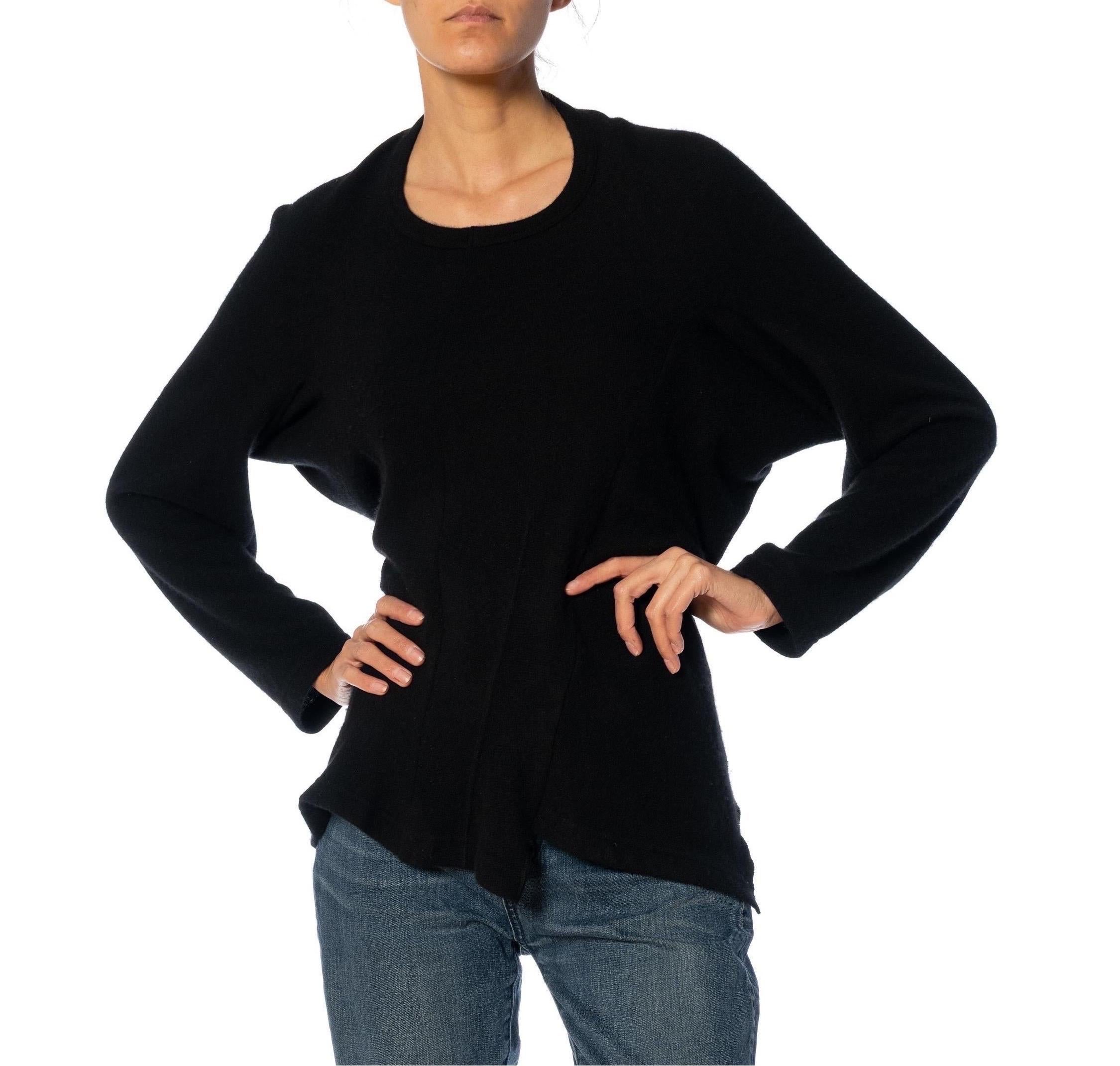 2000S COMME DES GARCONS Black Cashmere Asymmetrically Seamed Sweater 2004 For Sale 6