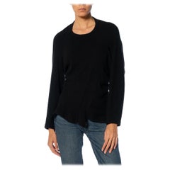 2000S COMME DES GARCONS Black Cashmere Asymmetrically Seamed Sweater 2004