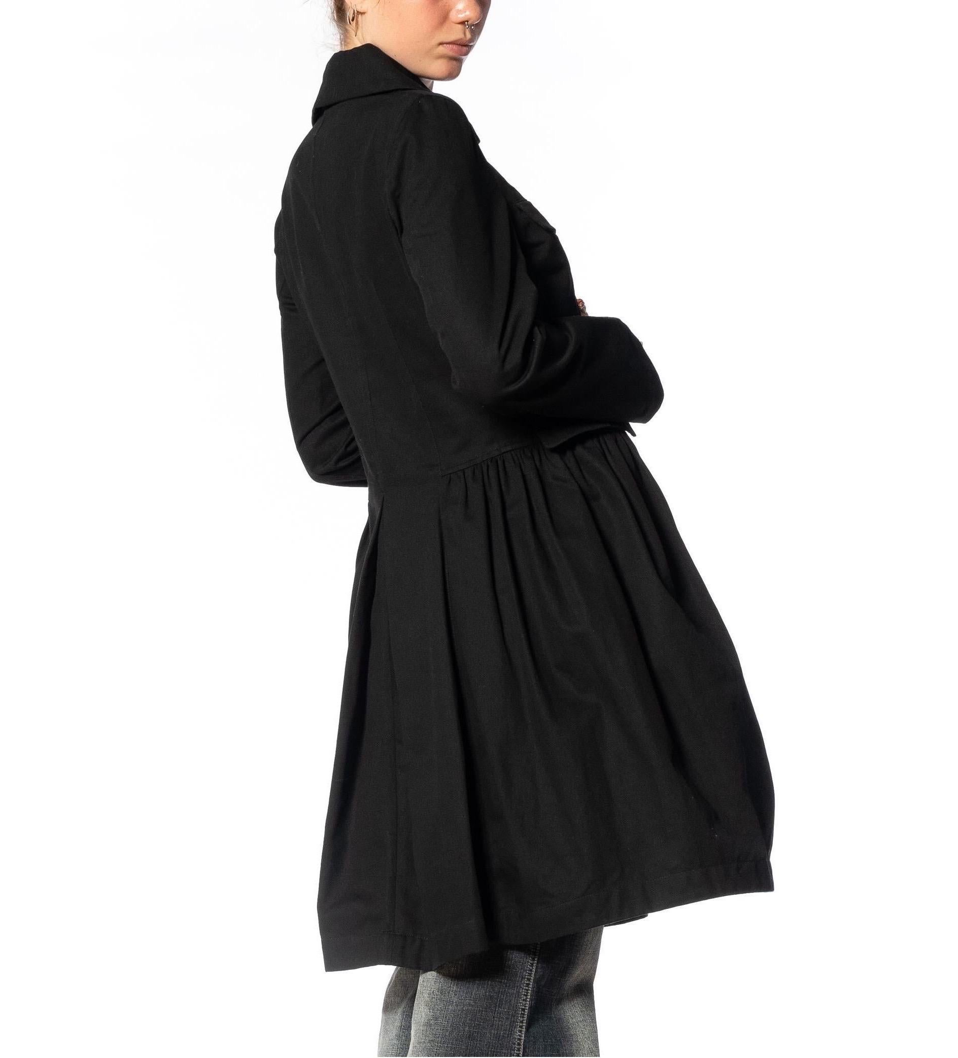 2000S COMME DES GARCONS Black Cotton Baby-Doll Trench Coat For Sale 7