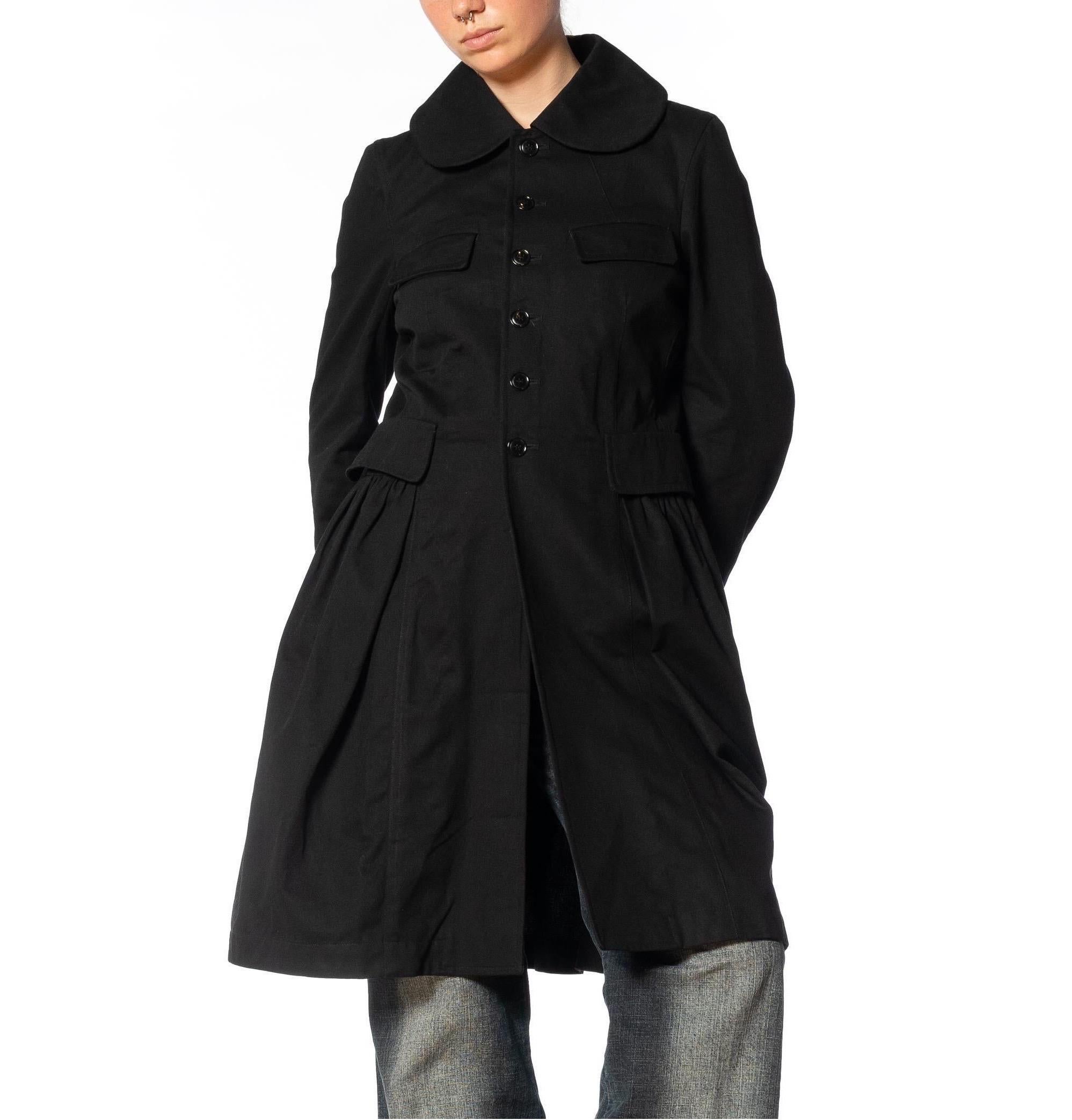 2000S COMME DES GARCONS Black Cotton Baby-Doll Trench Coat For Sale 9