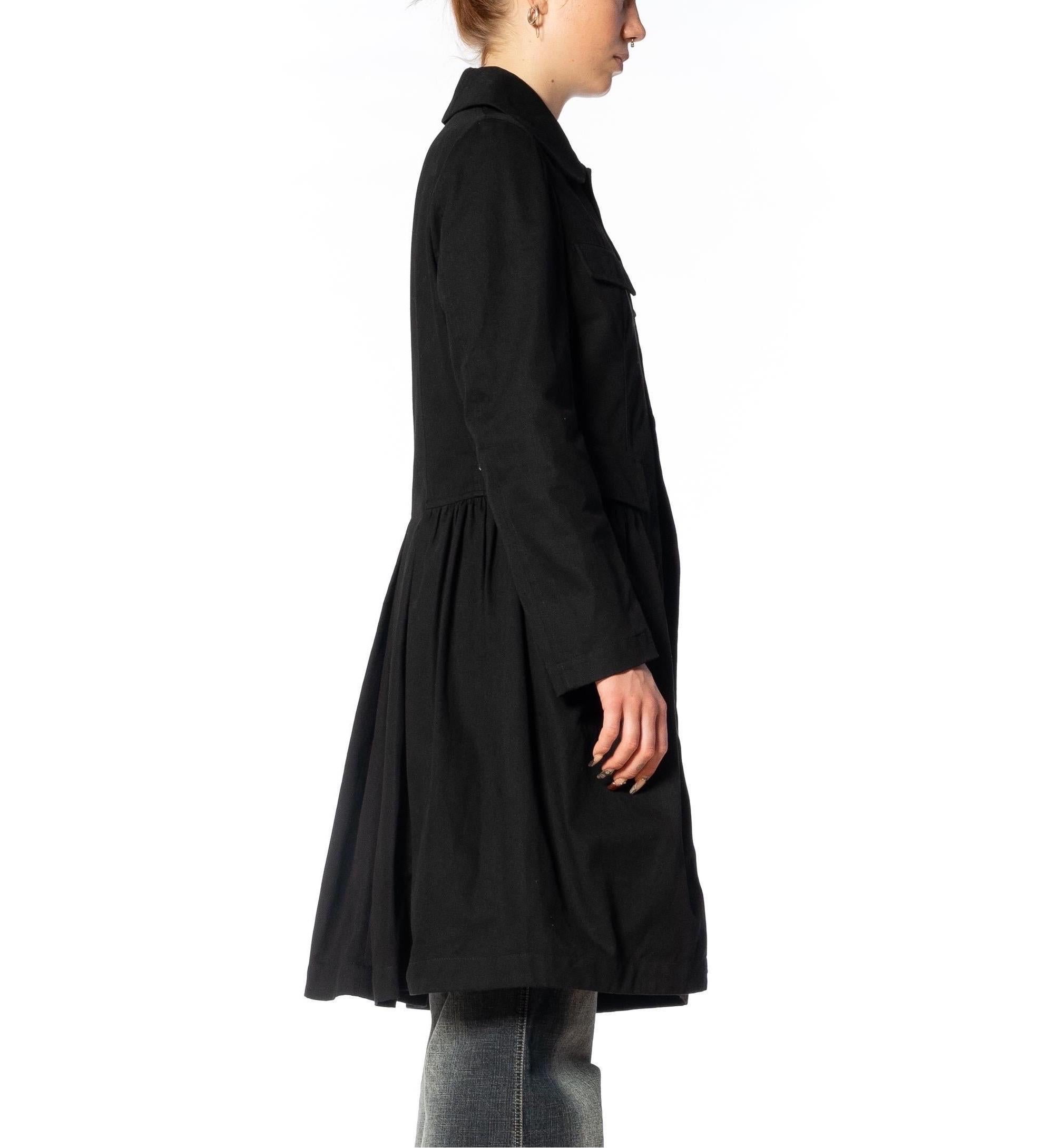 2000S COMME DES GARCONS Black Cotton Baby-Doll Trench Coat For Sale 10