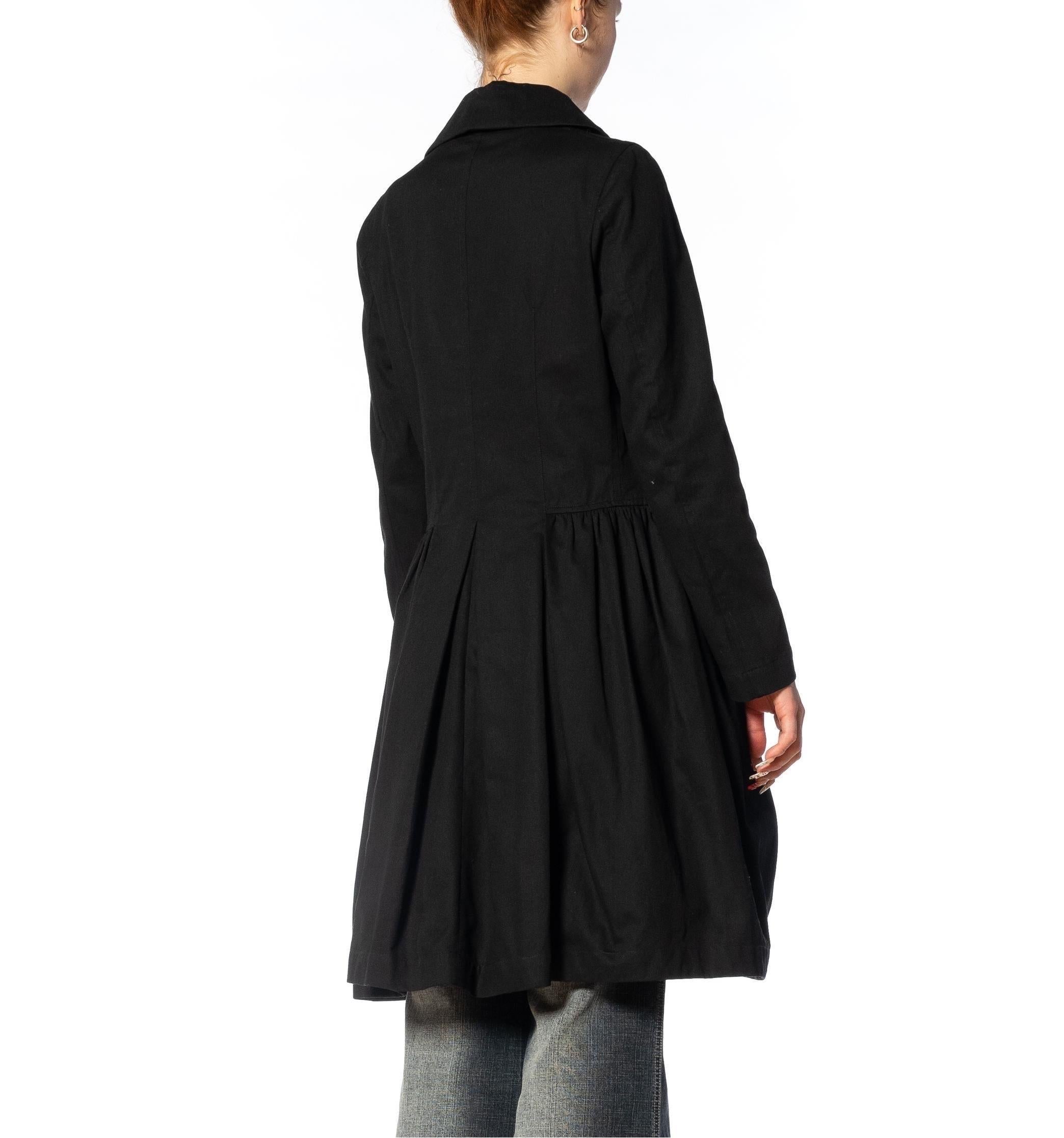 2000S COMME DES GARCONS Black Cotton Baby-Doll Trench Coat For Sale 13