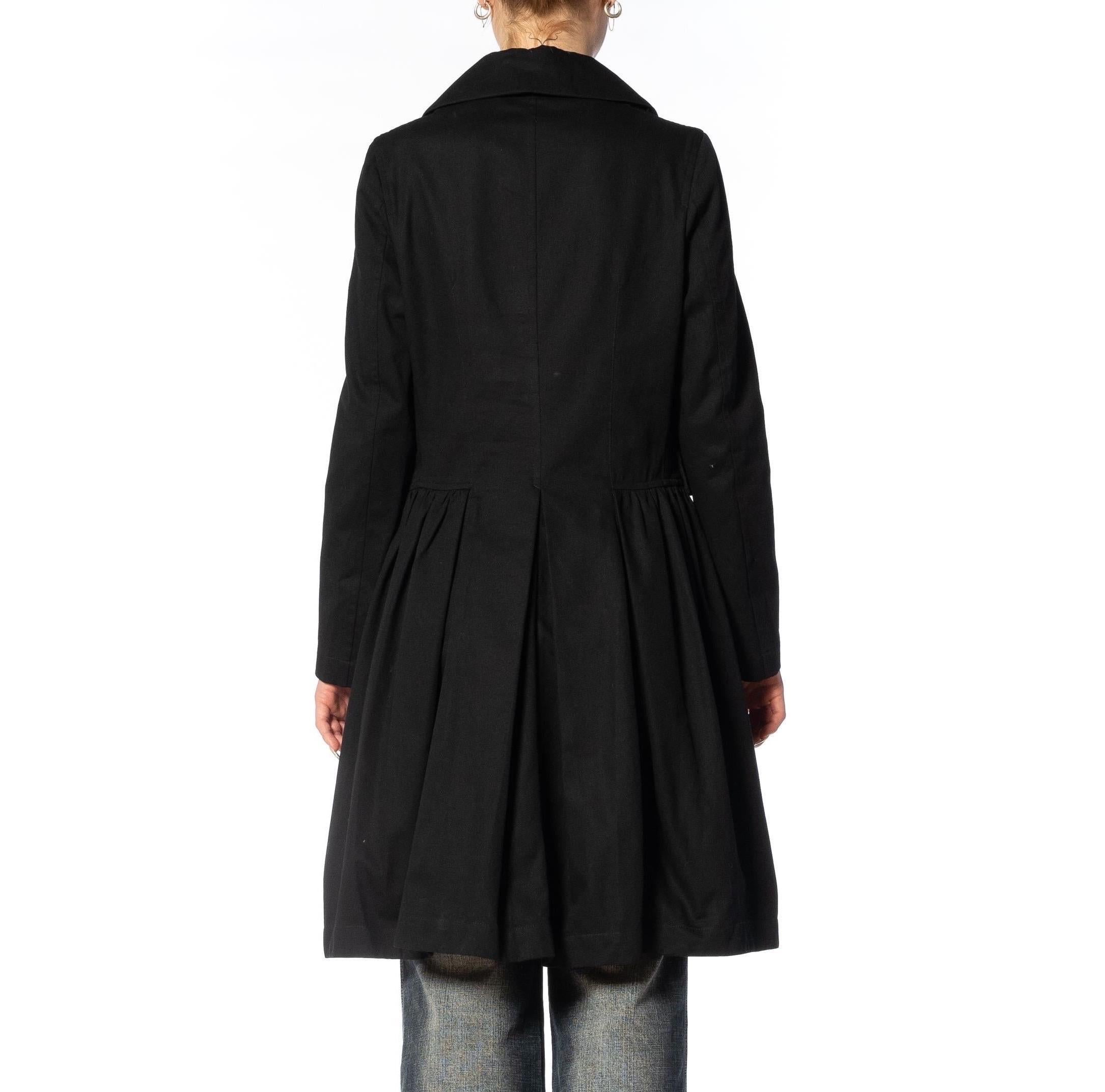 2000S COMME DES GARCONS Black Cotton Baby-Doll Trench Coat For Sale 14