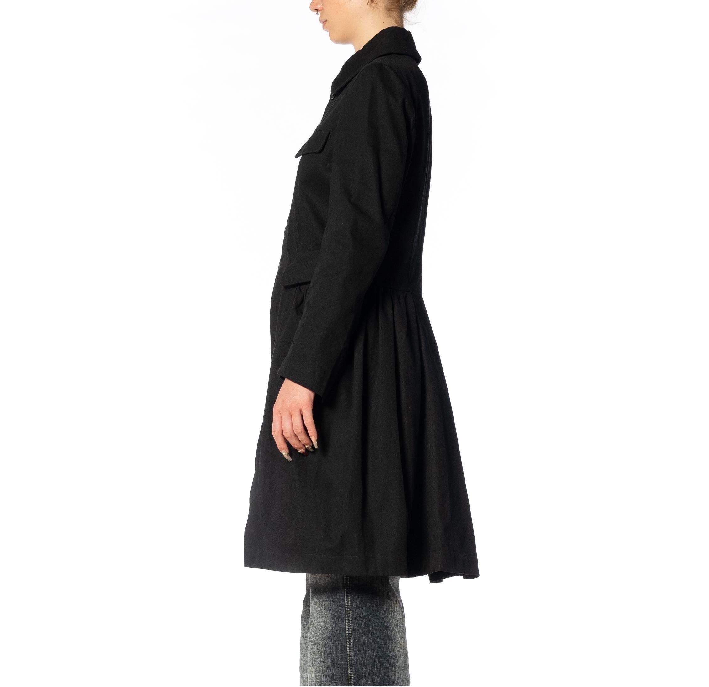 2000S COMME DES GARCONS Black Cotton Baby-Doll Trench Coat For Sale 16