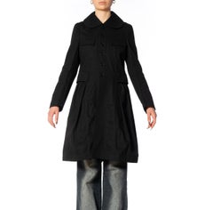 2000S COMME DES GARCONS Black Cotton Baby-Doll Trench Coat