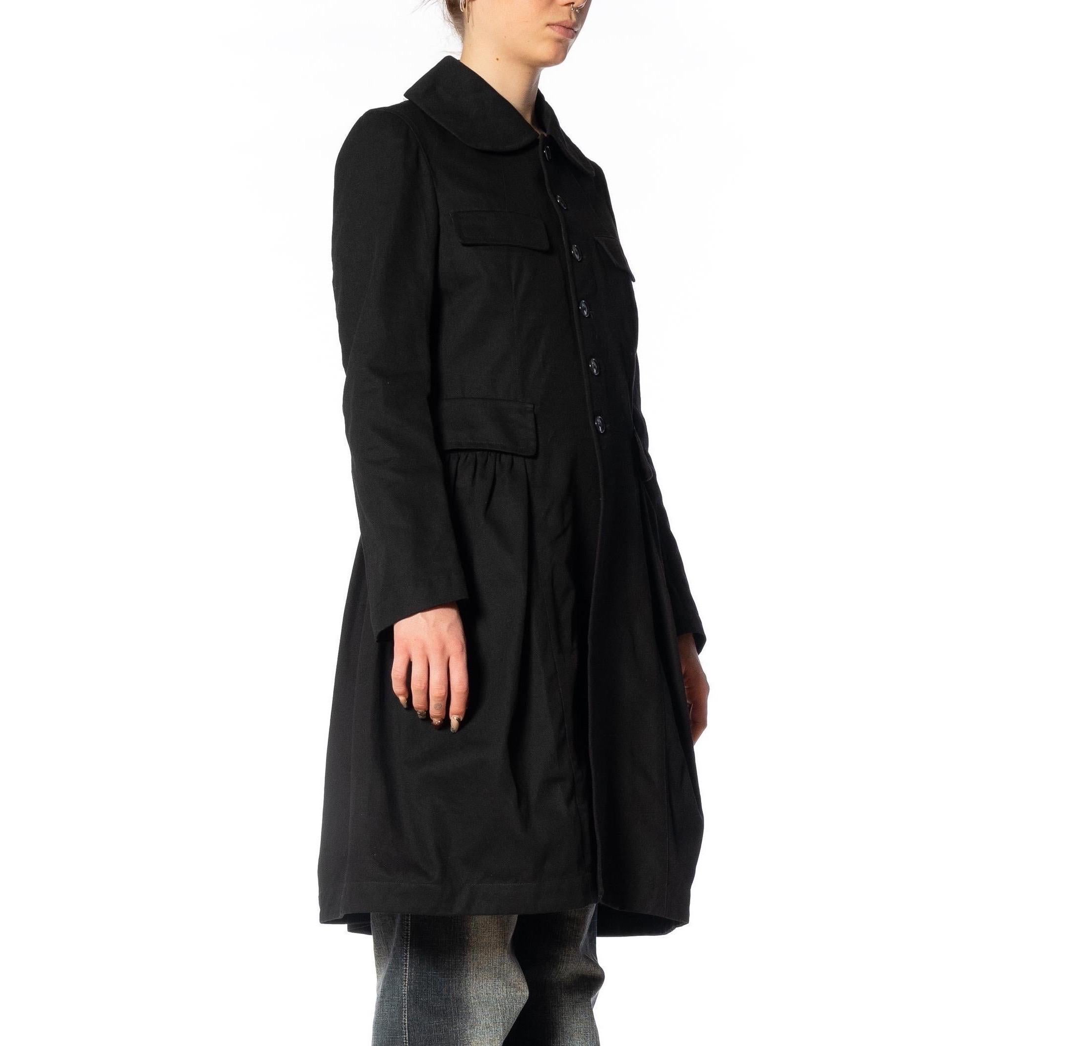 Women's 2000S COMME DES GARCONS Black Cotton Baby-Doll Trench Coat For Sale