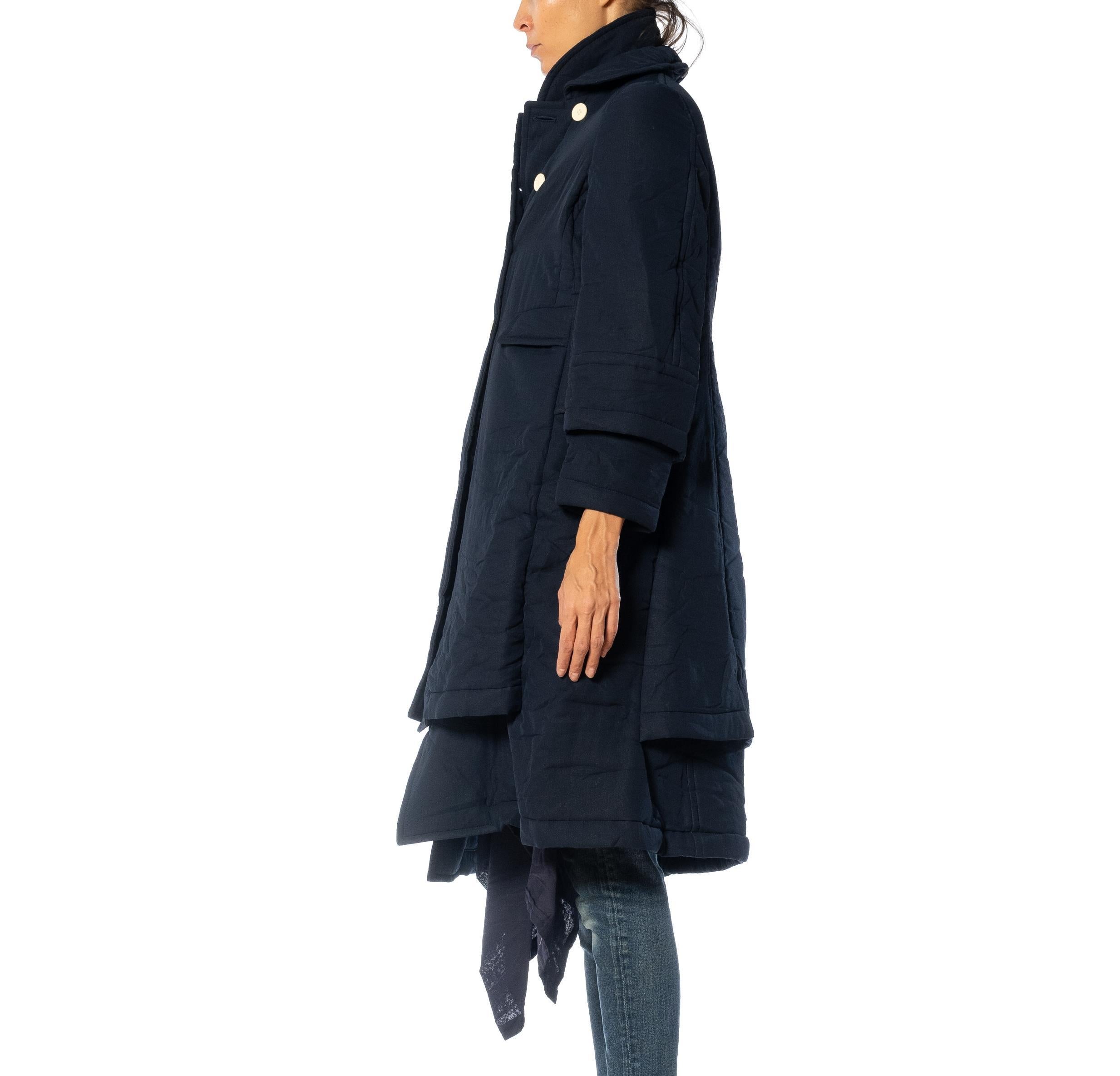 2000S Comme Des Garcons Black Cotton Baby-Doll Trench Coat In Excellent Condition For Sale In New York, NY