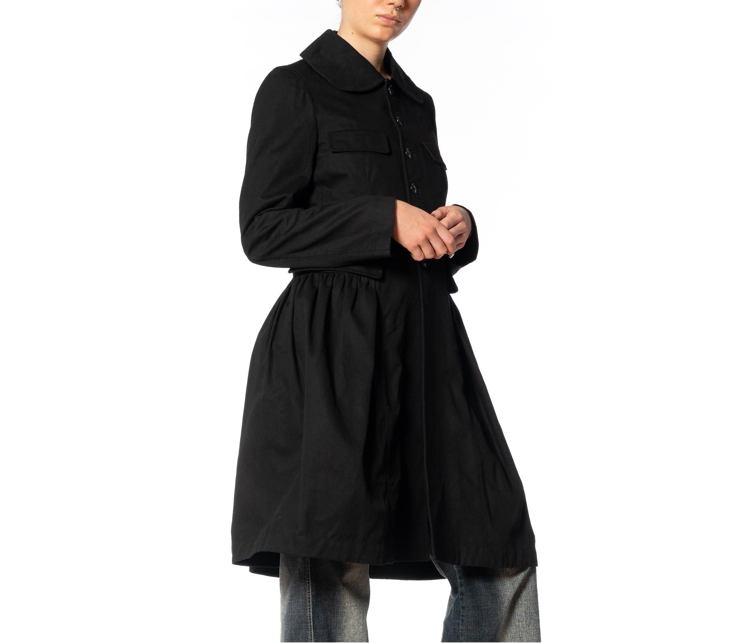 2000S COMME DES GARCONS Black Cotton Baby-Doll Trench Coat For Sale 1