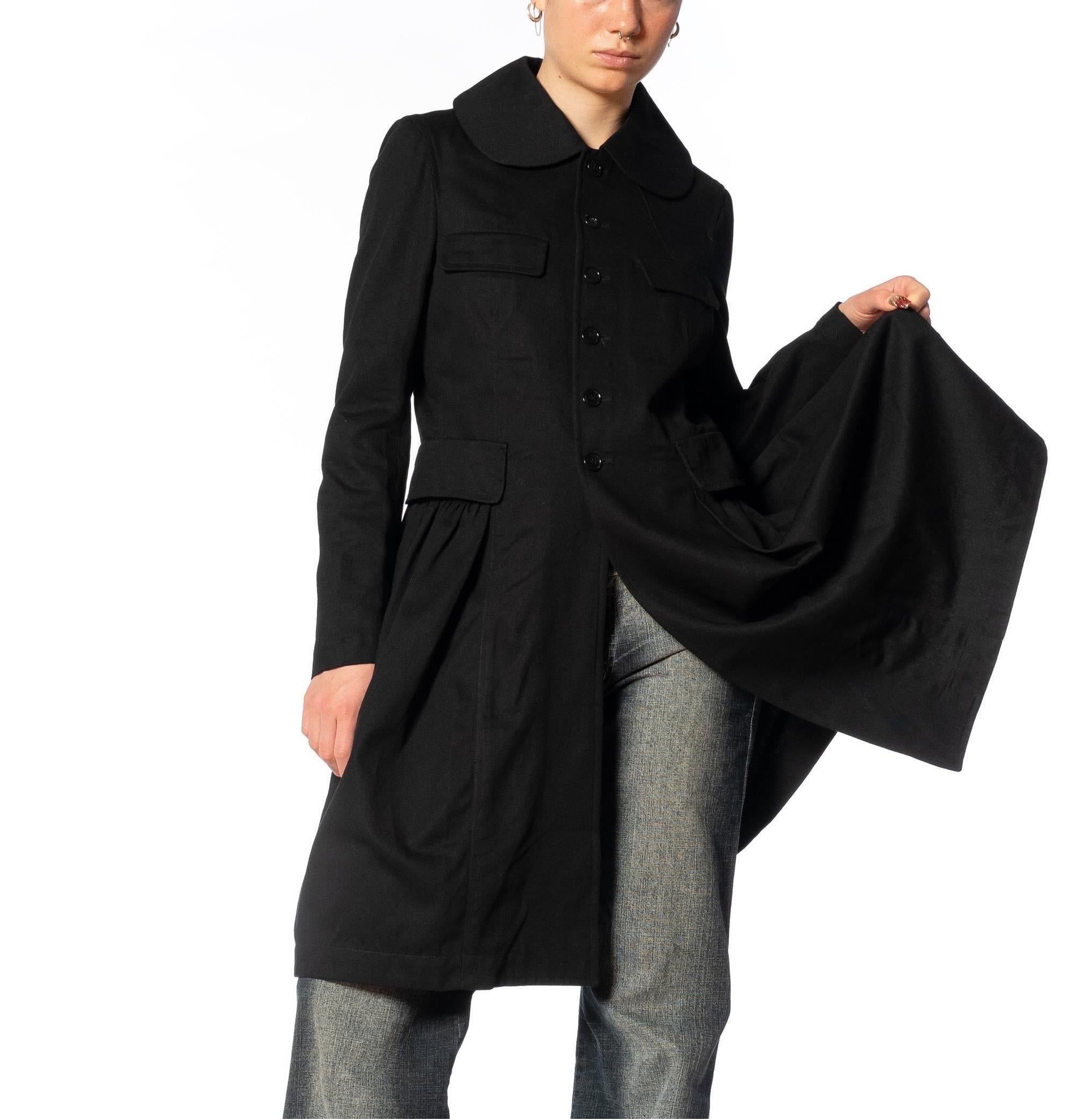 2000S COMME DES GARCONS Black Cotton Baby-Doll Trench Coat For Sale 3