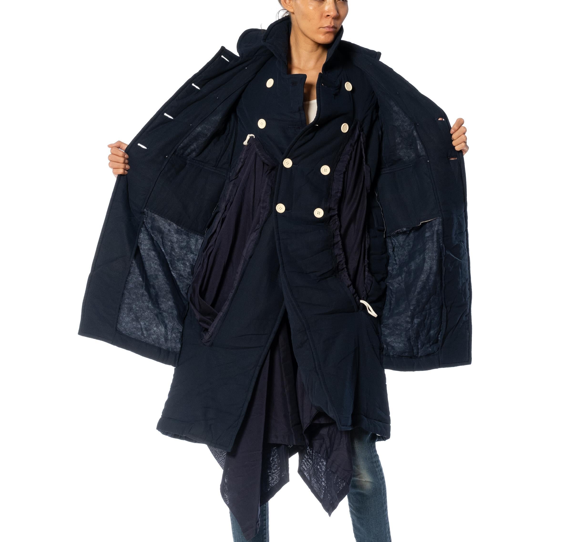 2000S Comme Des Garcons Black Cotton Baby-Doll Trench Coat For Sale 2