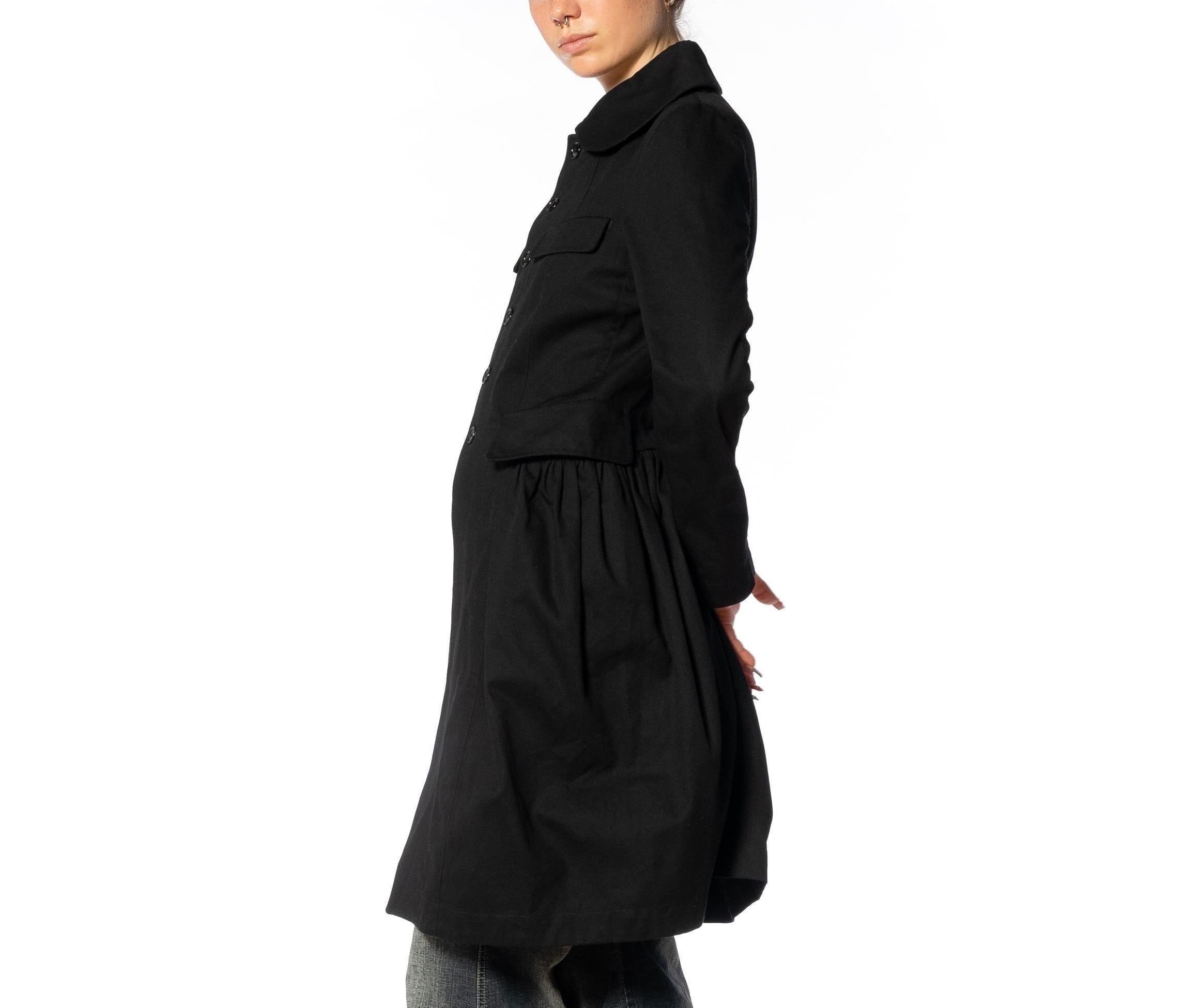 2000S COMME DES GARCONS Black Cotton Baby-Doll Trench Coat For Sale 4