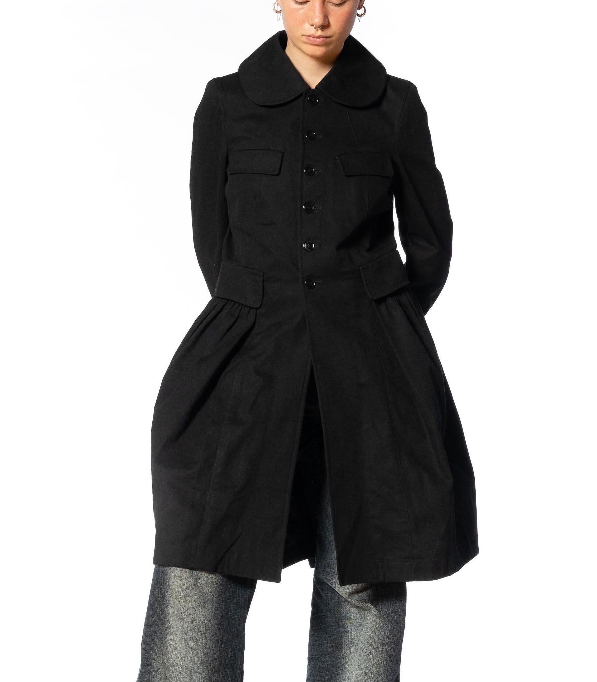 2000S COMME DES GARCONS Black Cotton Baby-Doll Trench Coat For Sale 5