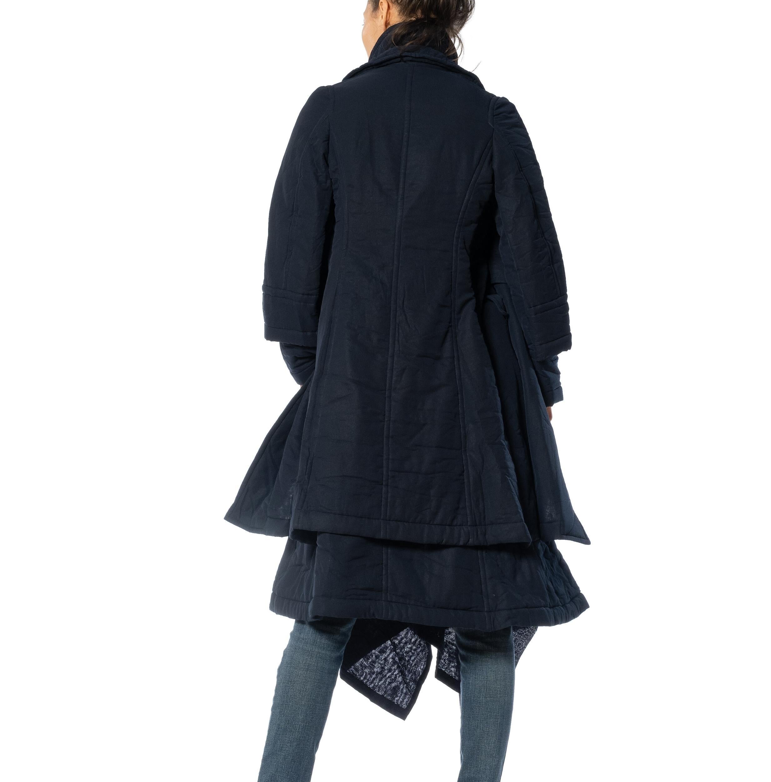 2000S Comme Des Garcons Black Cotton Baby-Doll Trench Coat For Sale 4