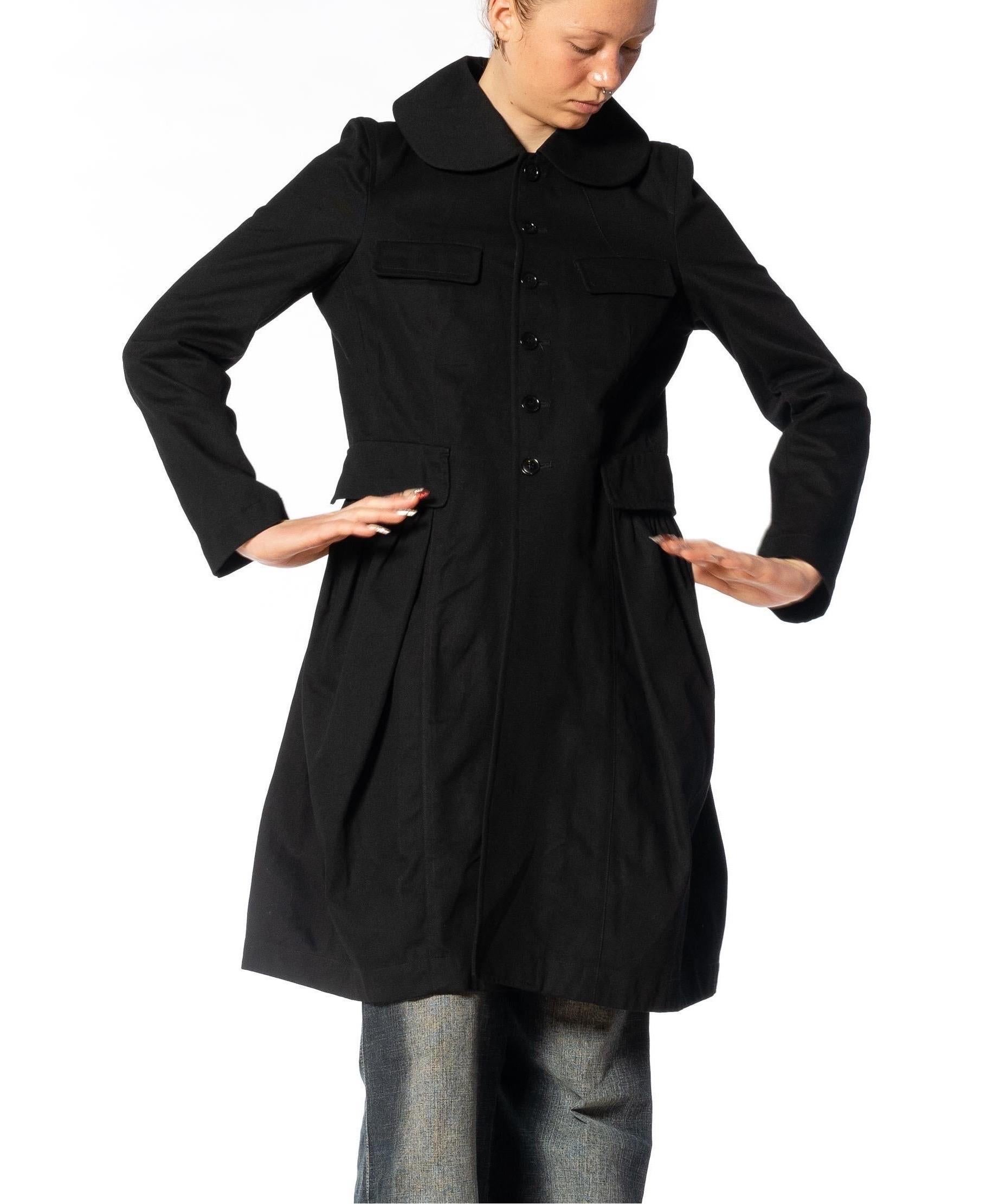 2000S COMME DES GARCONS Black Cotton Baby-Doll Trench Coat For Sale 6