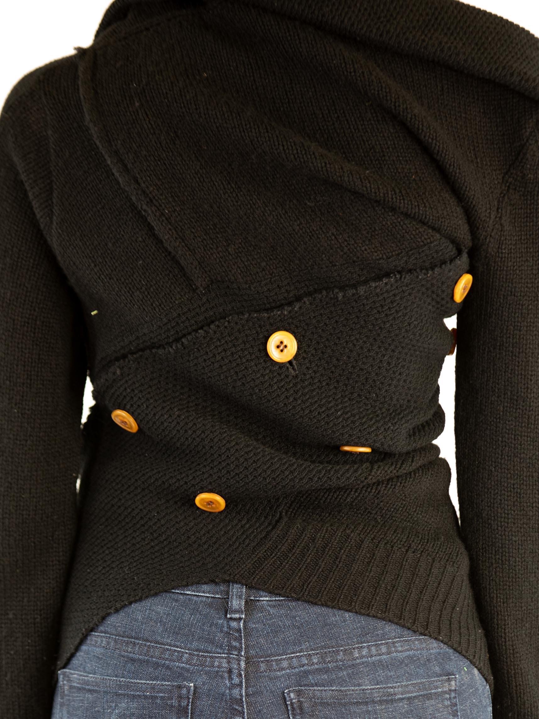 2000S COMME DES GARCONS Black Wool Blend Knit Deconstructed Spiral Cut Sweater  5