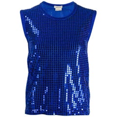 2000s Comme des Garcons Blue Sequins Top