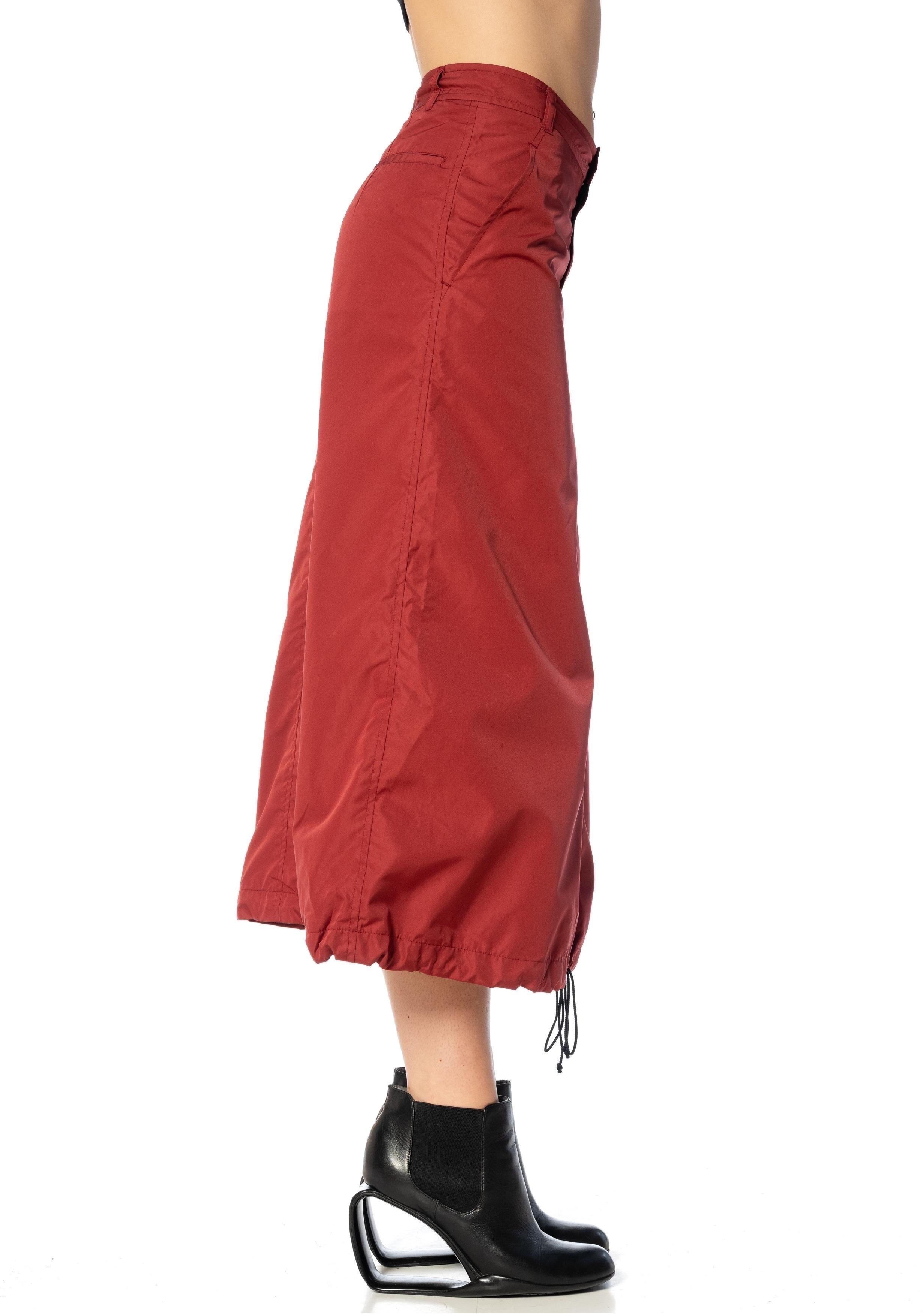 Women's 2000S COMME DES GARCONS Burgundy Polyester Parachute Skirt With Drawstring Hem  For Sale