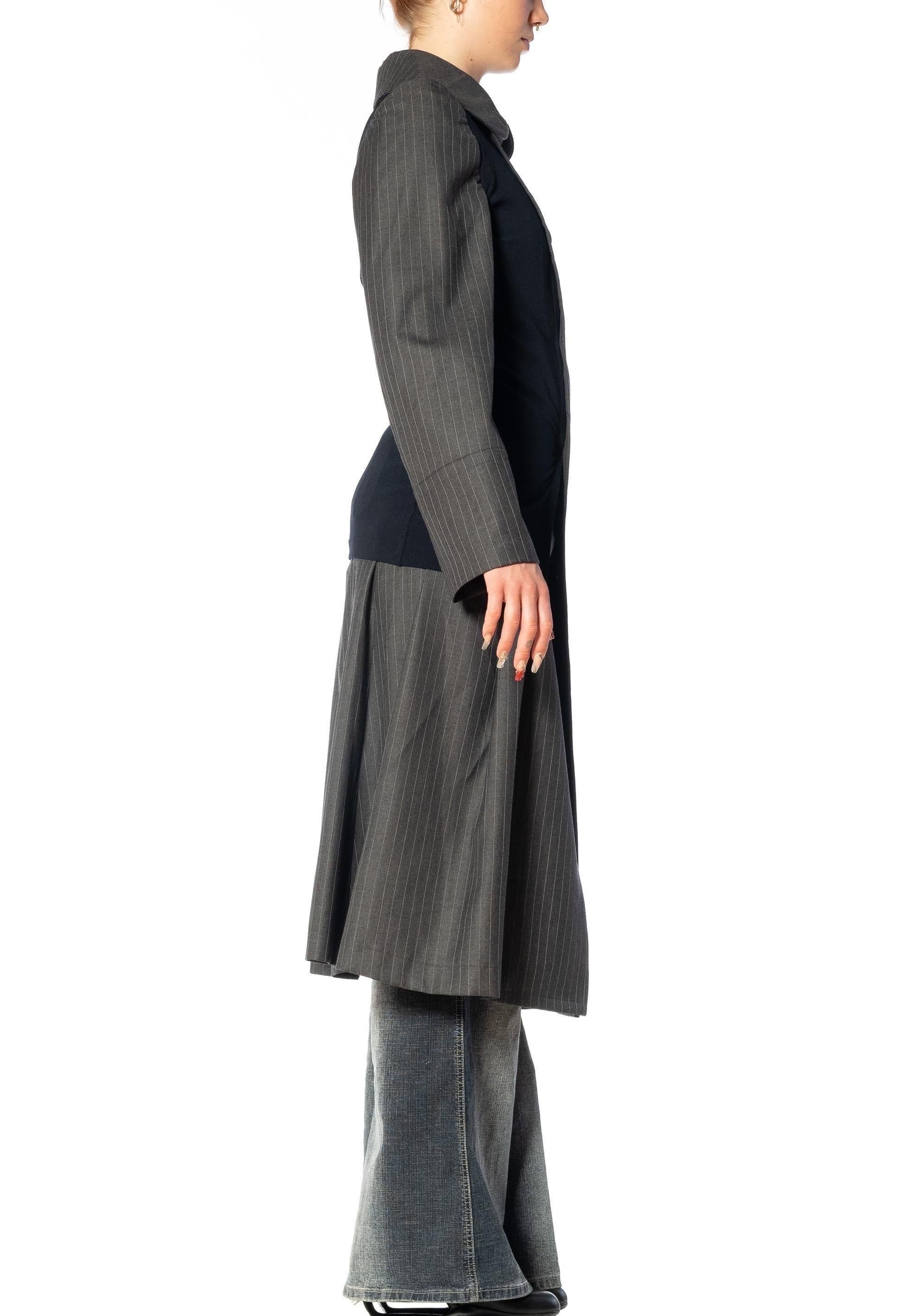 2000S COMME DES GARCONS Gray & Navy Wool Coat With Shrunken Poly Over-Layer 2007 For Sale 1