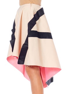 2000S Comme Des Garcons Pink & Black Cotton Wool Blend Skirt