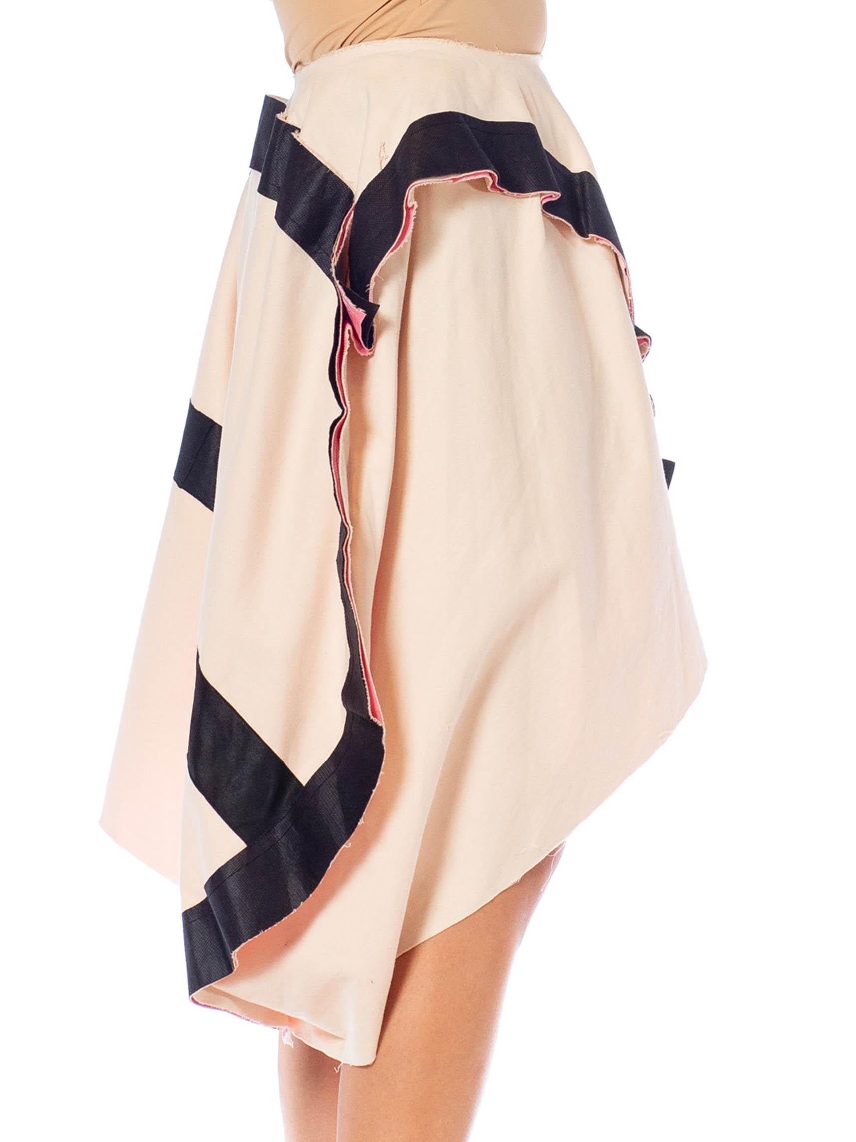Orange 2000S Comme Des Garcons Pink & Black Cotton Wool Blend Skirt For Sale