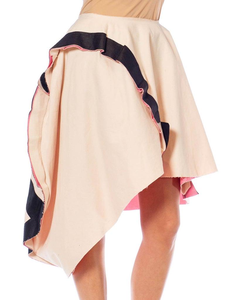 Women's 2000S COMME DES GARCONS Pink & Black Cotton Wool Blend Skirt For Sale