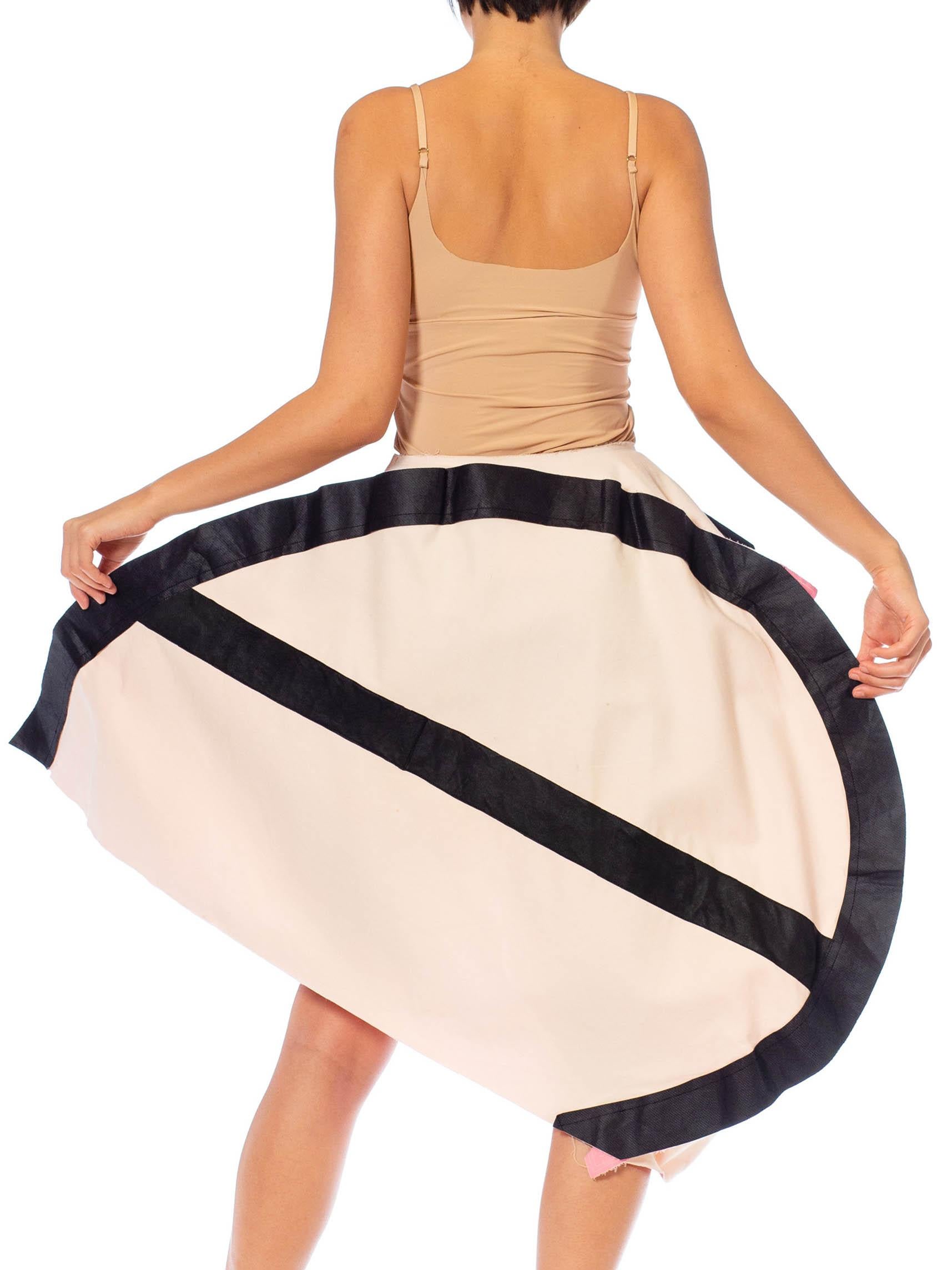 2000S Comme Des Garcons Pink & Black Cotton Wool Blend Skirt For Sale 1