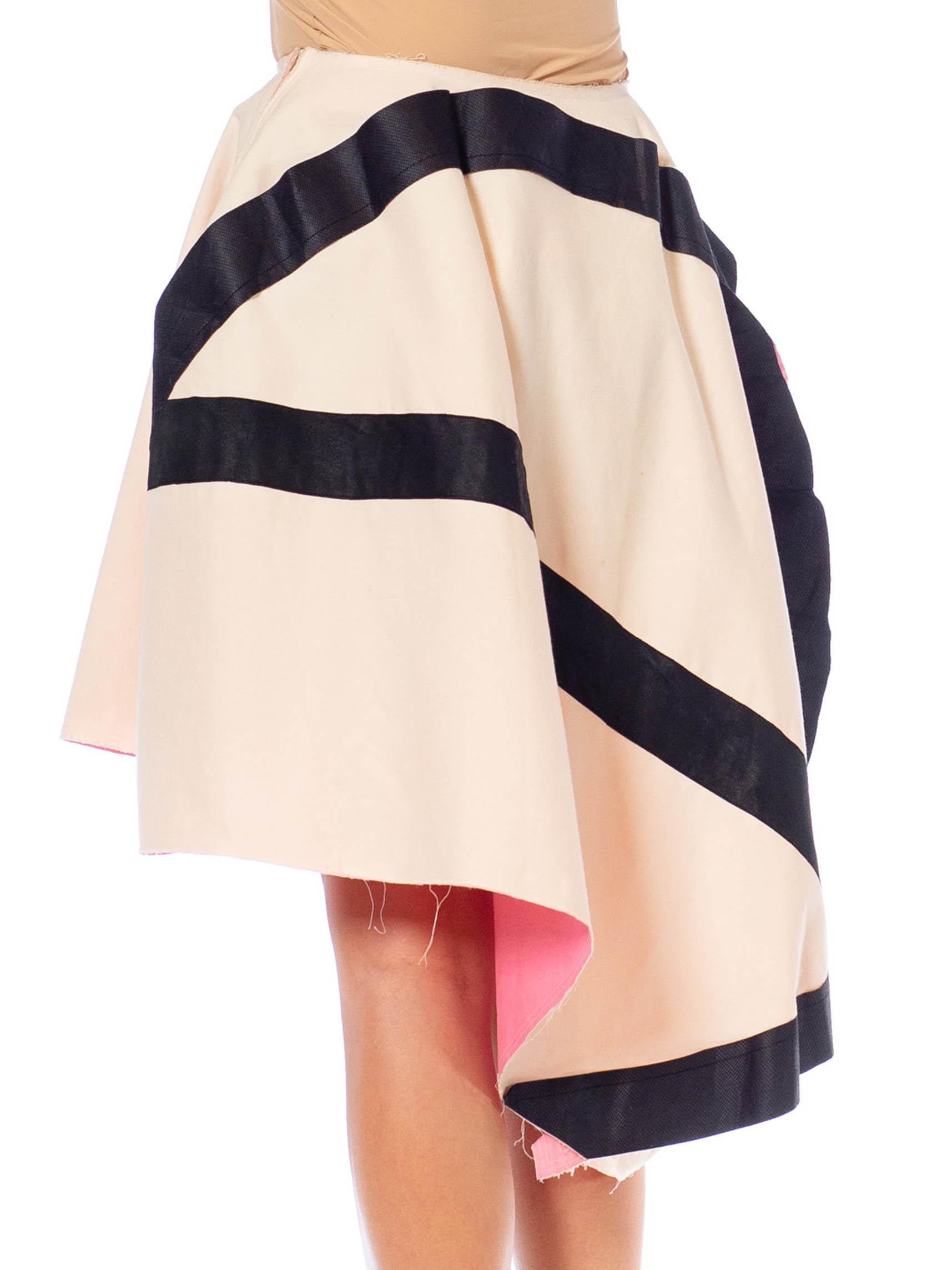 2000S Comme Des Garcons Pink & Black Cotton Wool Blend Skirt For Sale 3