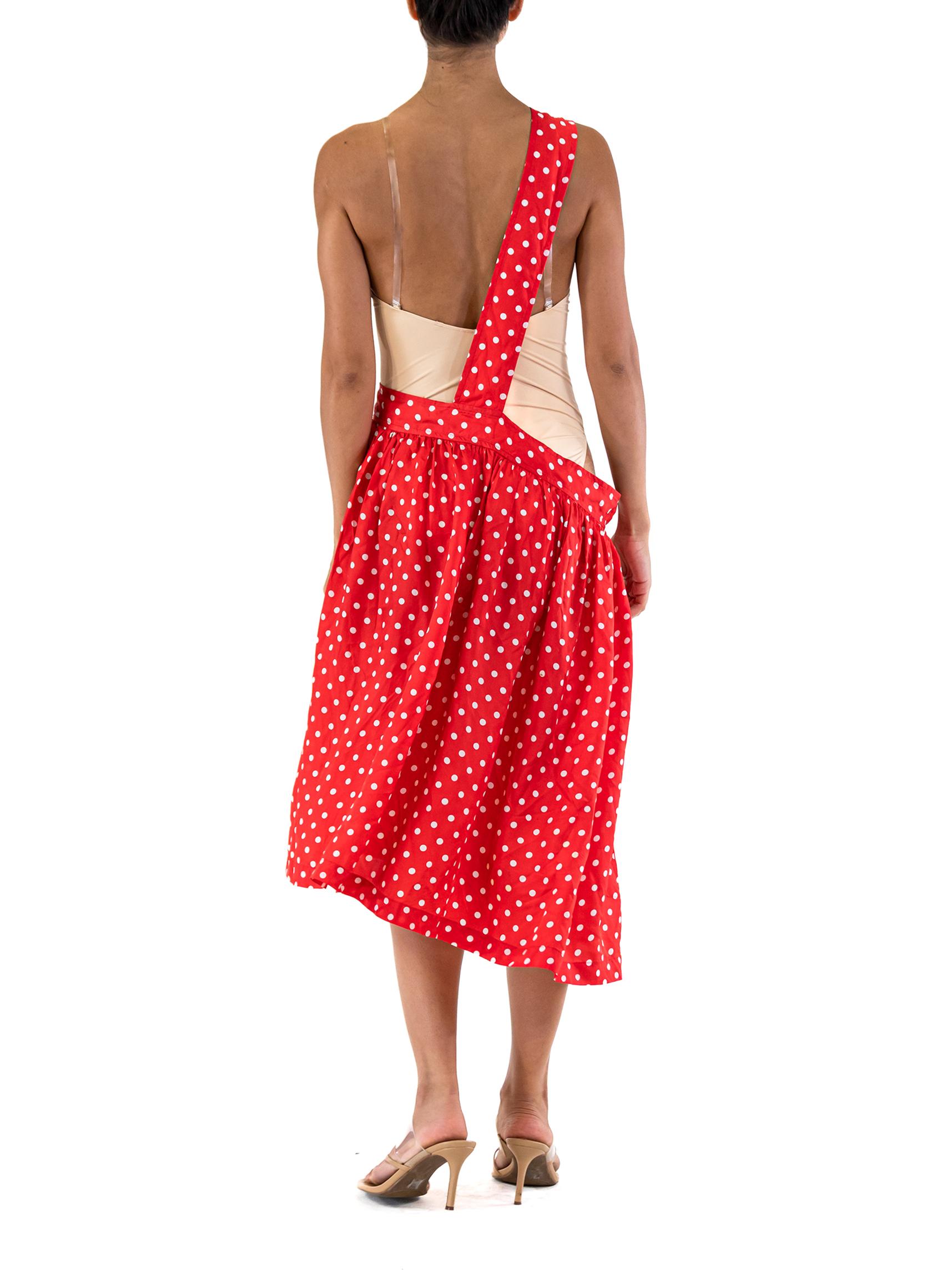 2000S COMME DES GARCONS Jupe à pois en rayonne rouge et blanche en vente 2