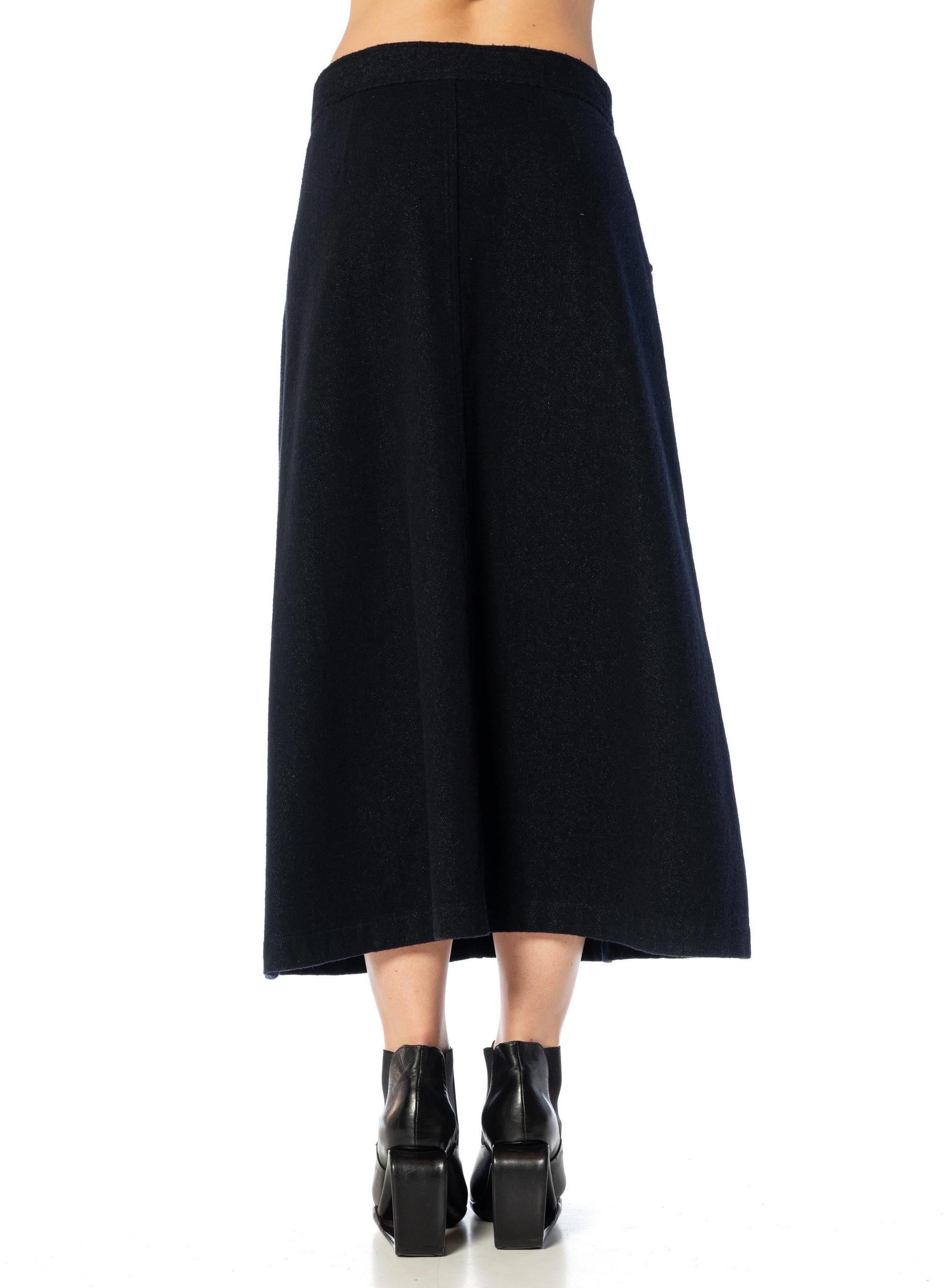 2000S COMME DES GARCONS Gonna a vita bassa in lana e cotone denim indaco tinto in massa in vendita 3