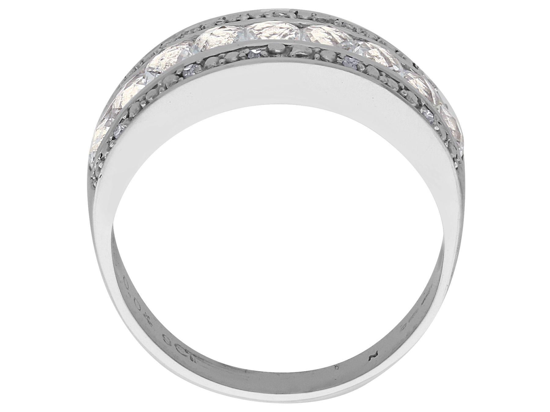 Women's 2000s 1.62 Carat White Topaz and Diamond White Gold Ring For Sale