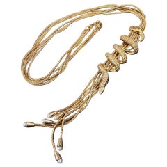 2000s Costume Jewelry Gilt Metal and Faux Pearls Snake Italian Necklace