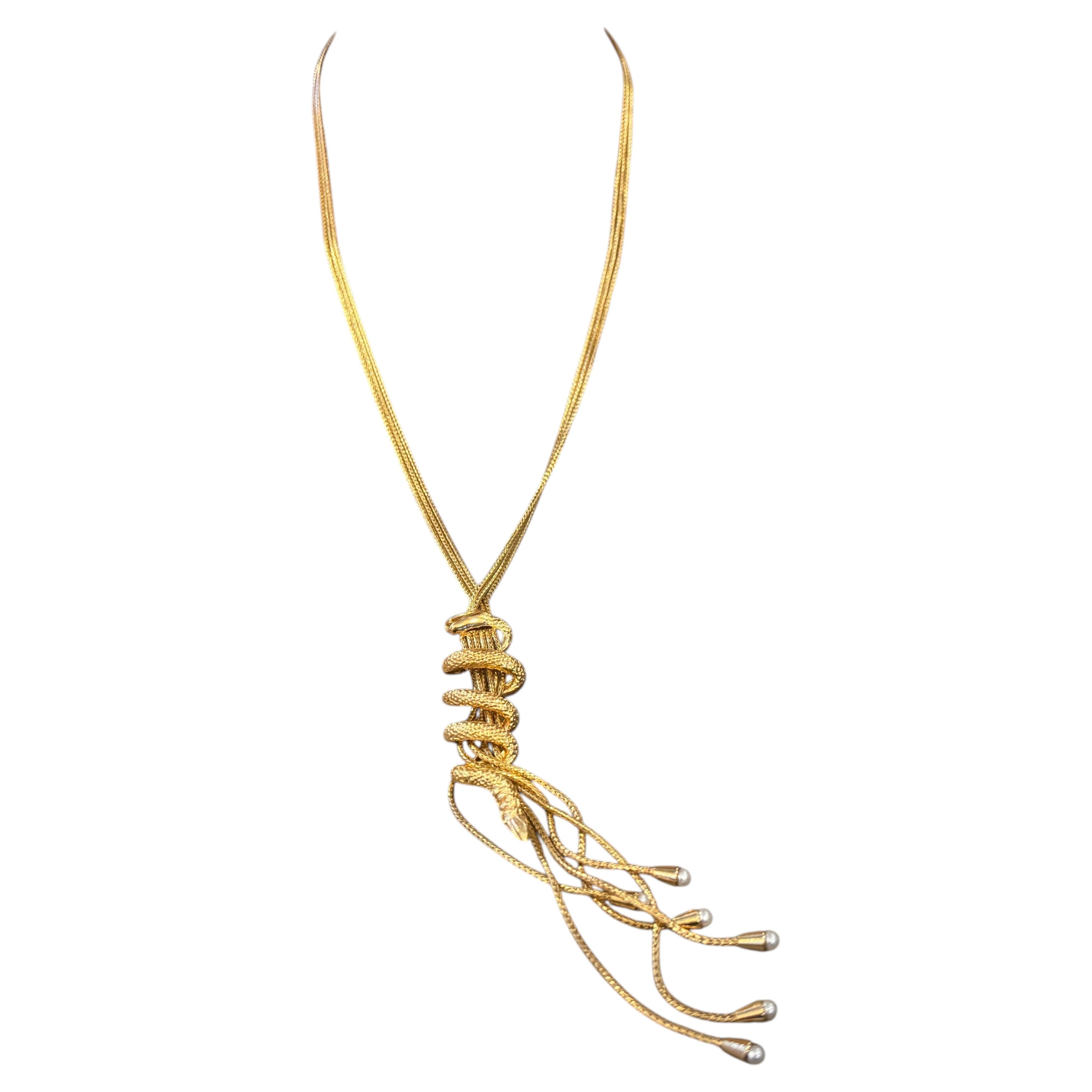 Collier serpent italien en métal doré, bijou fantaisie de grande qualité datant des années 2000