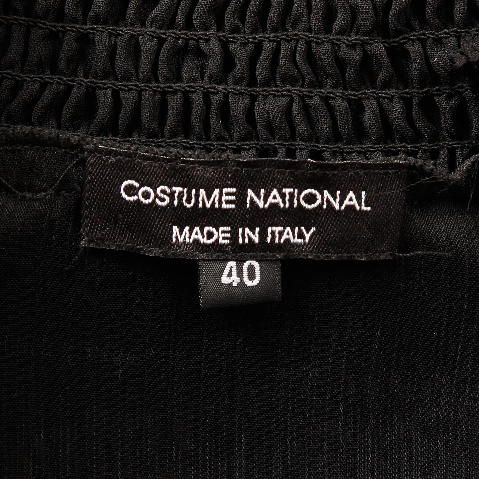 Noir Costume National - Haut noir à manches courtes transparent, années 2000 en vente